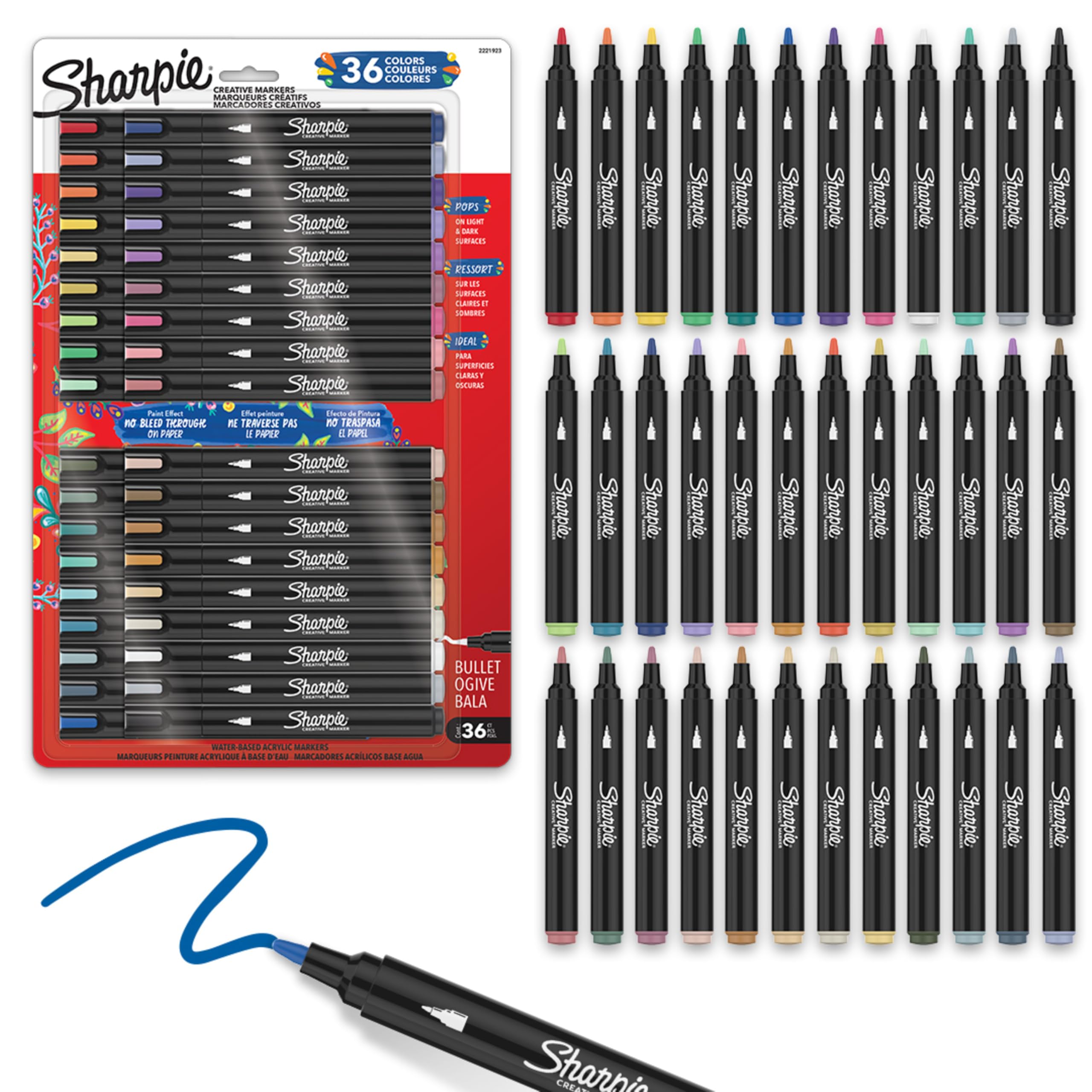 Photo 1 of Sharpie Creative Markers Variety Pack, Water-Based Acrylic Paint Markers, Bullet Tip, Assorted, 36 Count
