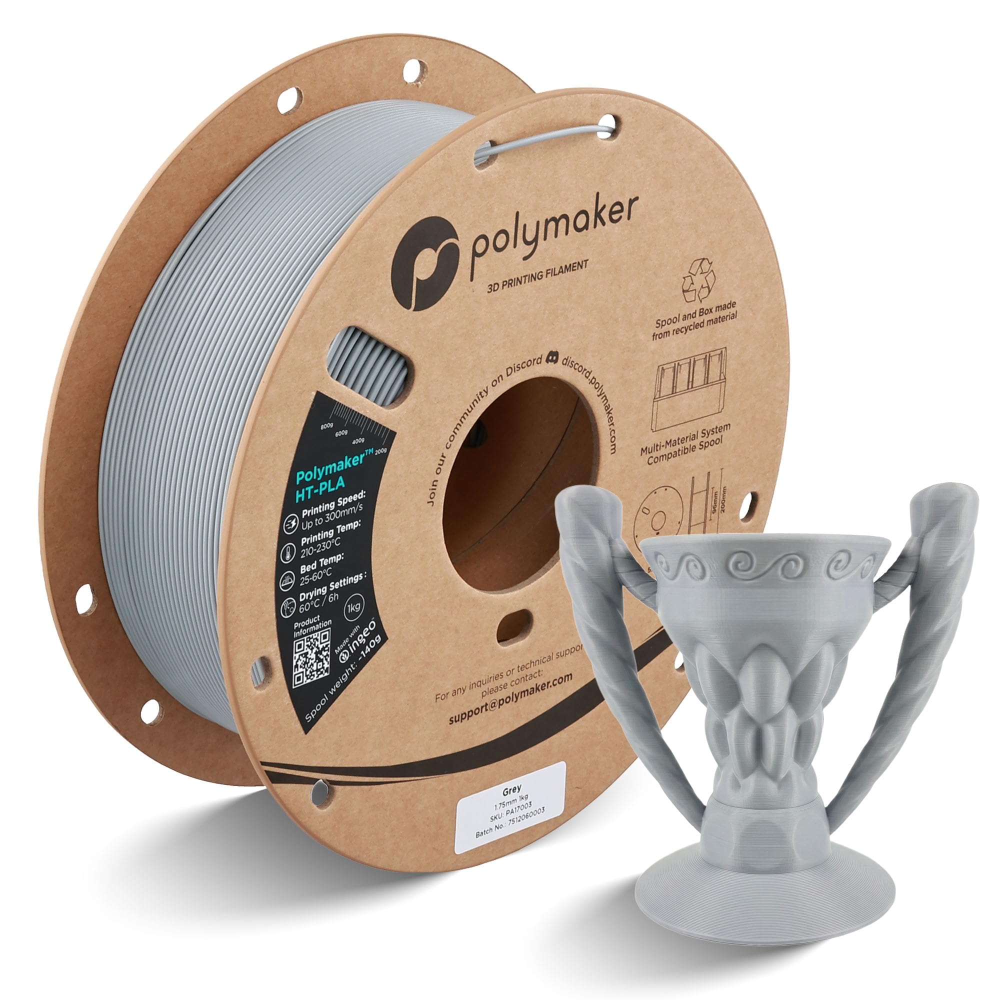 Photo 1 of Polymaker HT-PLA Filament 1.75mm Grey