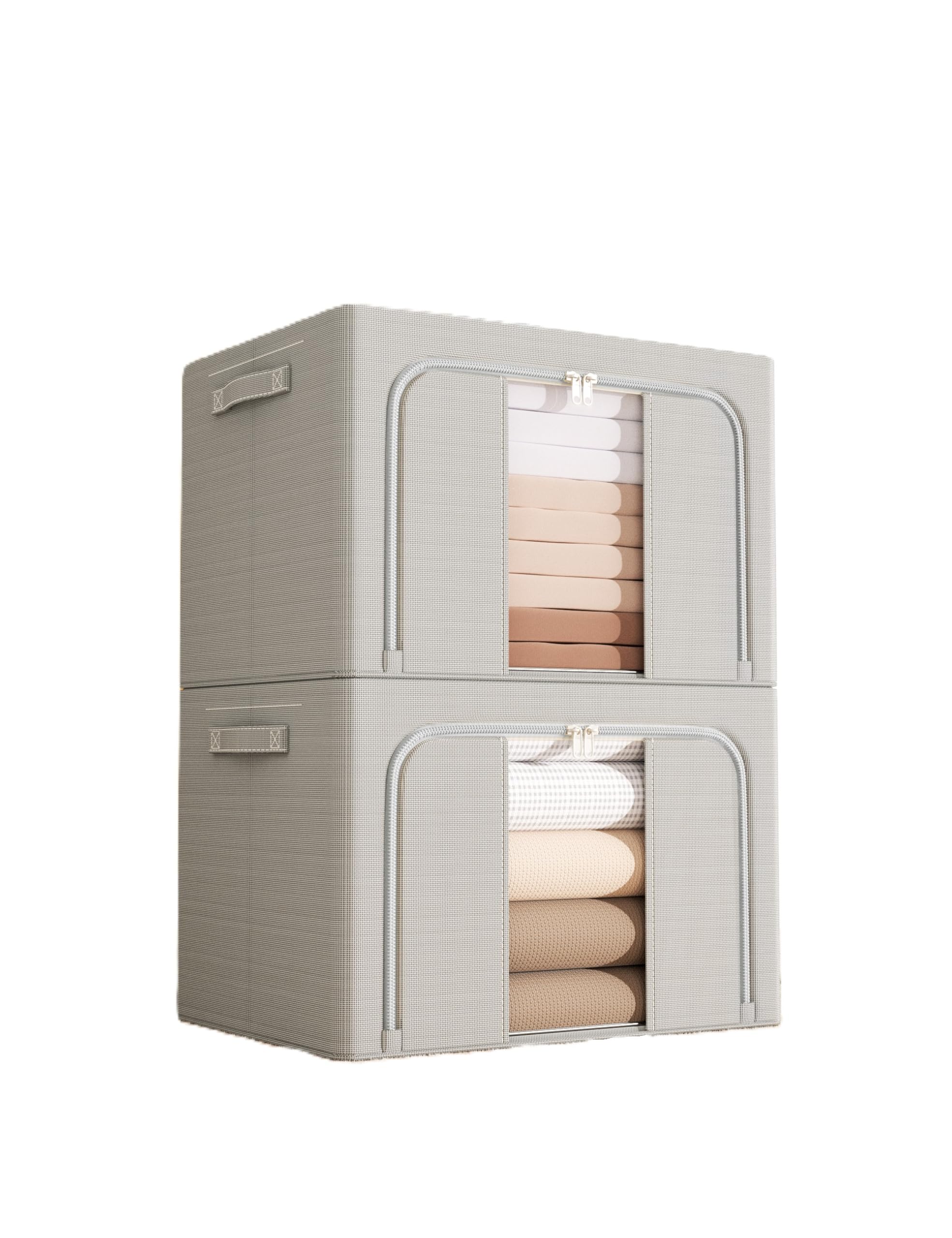 Genérico Caja Almacenaje Ropa 100L con Ventana Transparente y Cremallera - Organizadora Plegable para Armario - Pack de 2