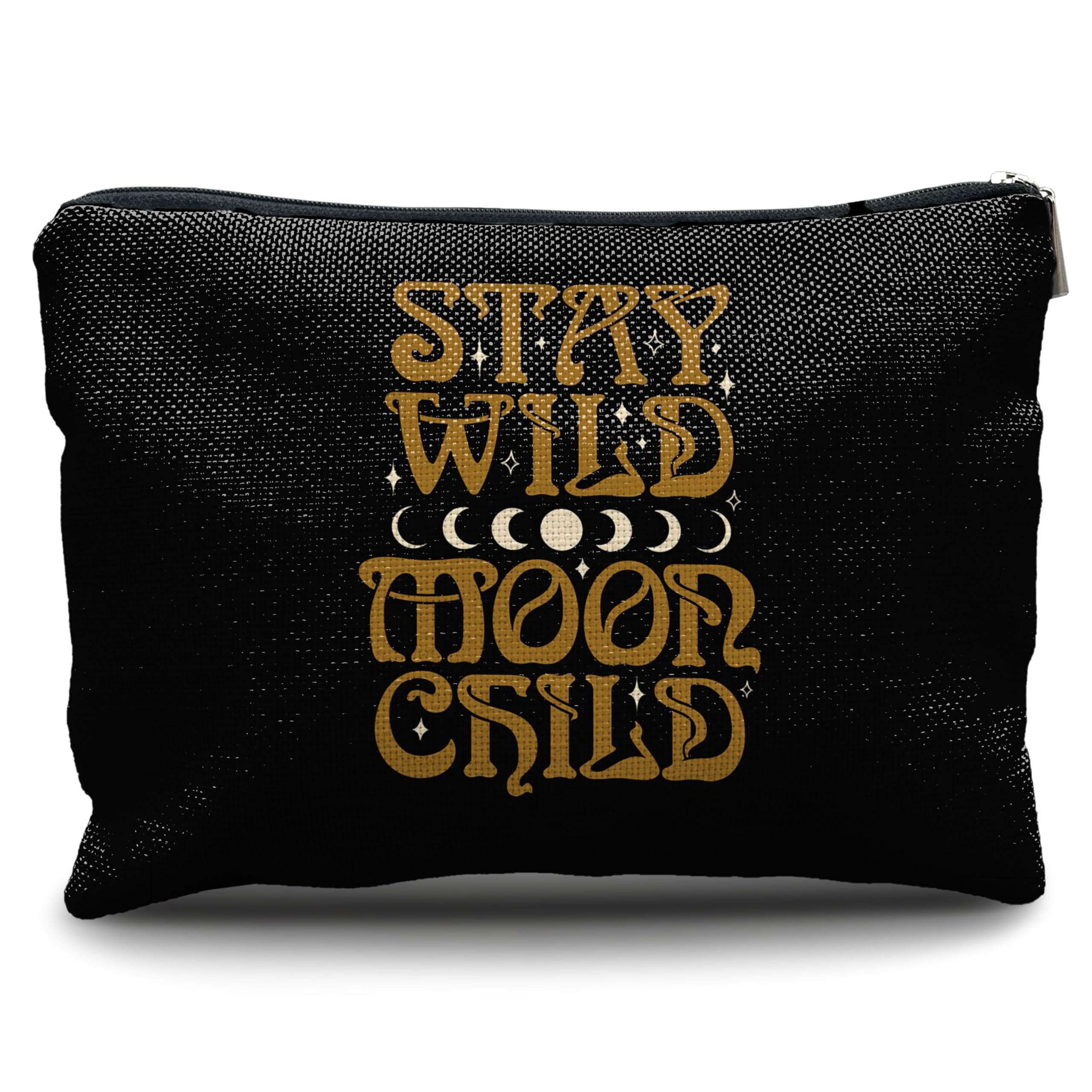 Nogrit Tarot Makeup bag Moon Child Cosmetic Bag Stay Wild Moon Child Inspirational Makeup bag Spiritual Travel Toiletry
