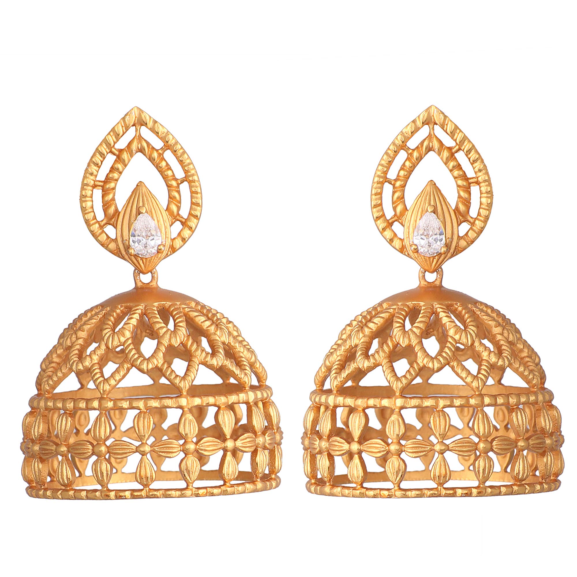 Tarinika Antique Gold Plated Kavita Jhumka Earrings with Floral Design - Indian Earrings for Women Perfect for Ethnic occasions | Traditional Earrings For Women | 1 Year Warranty* (B08L1F8ZN7) Amazon Price History, Amazon Price Tracker