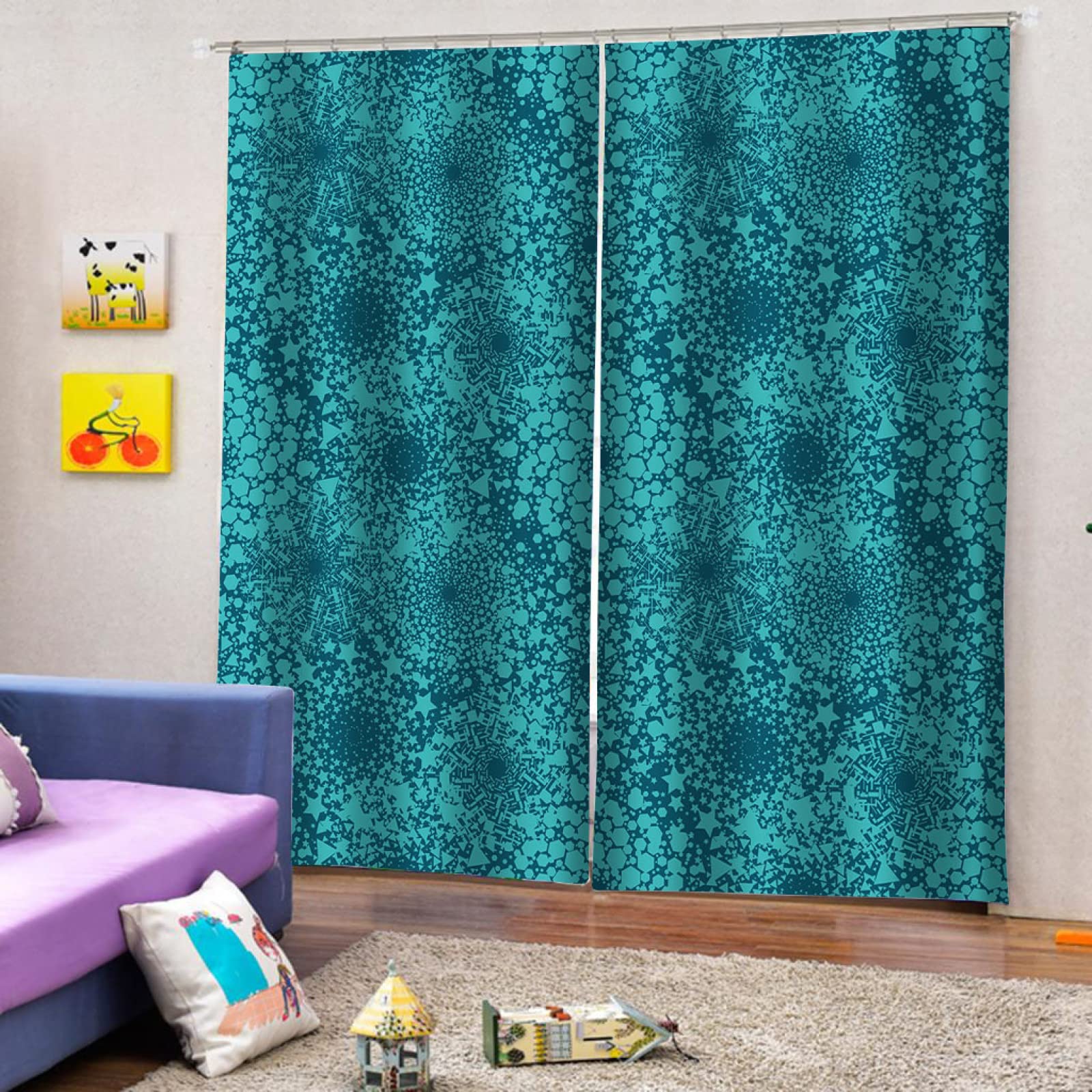 Vorhang Blickdicht Verdunklungsvorhänge Gardienen 2-SetBlume 150x166cm