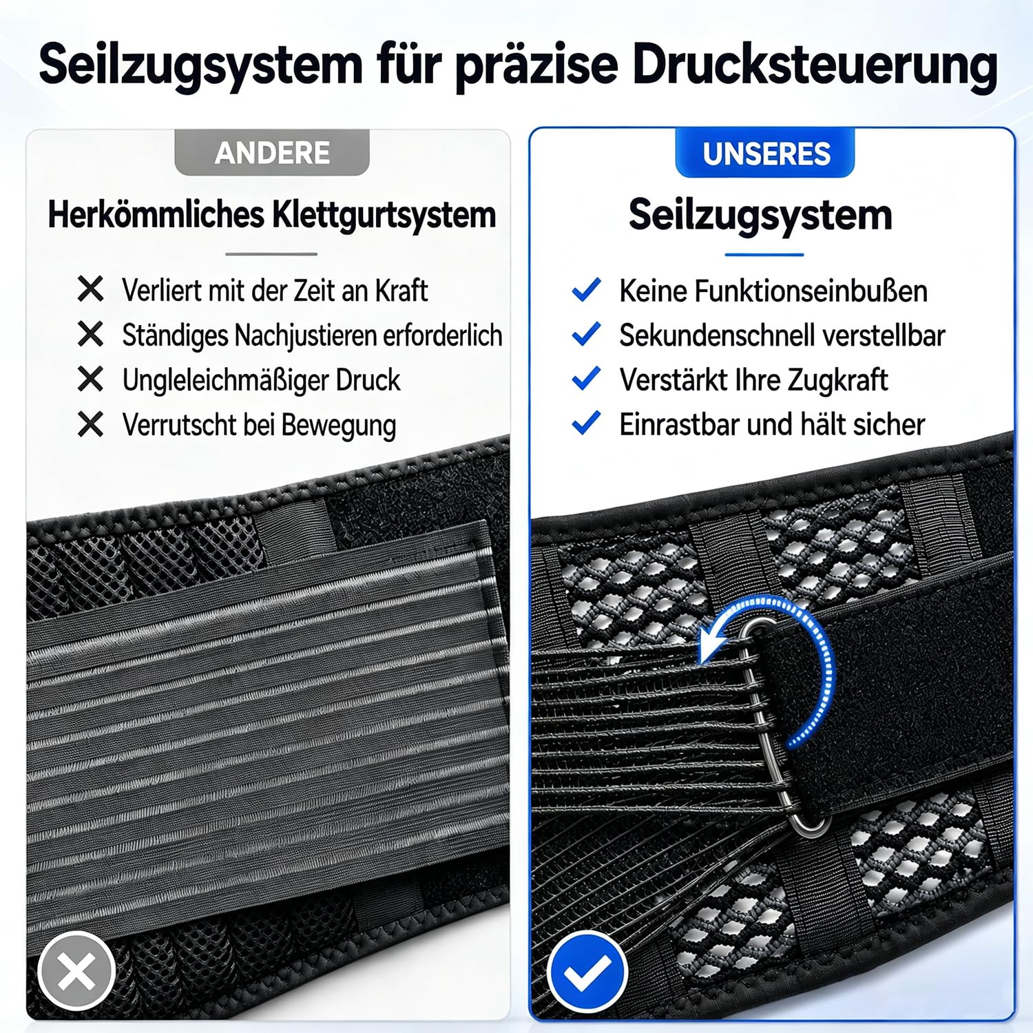 Atmungsaktive Rückenbandage bei Schmerzen im unteren Rücken – leichte Lendenstütze aus 3D-Luftmesh mit doppelt verstellbarem Zugsystem – laches Design für Autofahren - M