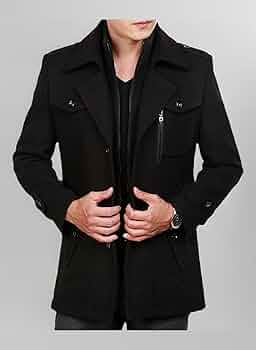 Aoleaky Warm Coat Lapel Woolen Coat Men's Double Collar Long