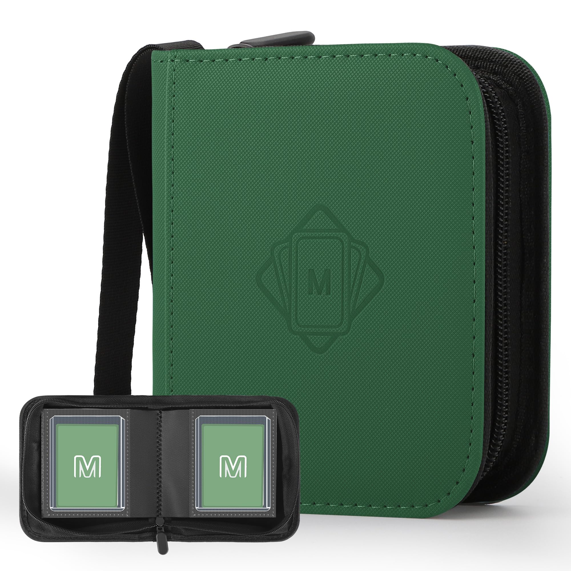 1 Pocket Toploader Binder Holds 40 Cards with 20 Sleeves Collectible Trading Card Album, for 3x4 Toploaders Hard Cases for TCG, MTG, Sports, Baseball, Football, Small Sports Card Book (1Dark Green)