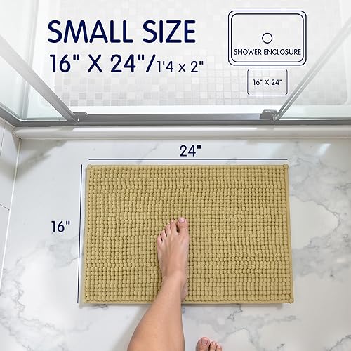 Miniatura 3 de SUBRTEX Alfombras de Baño de Chenilla, Alfombra de Baño de Felpa Corta Suave, Tapete de Baño Absorbente de Agua, Tapete de Ducha de Secado Rápido