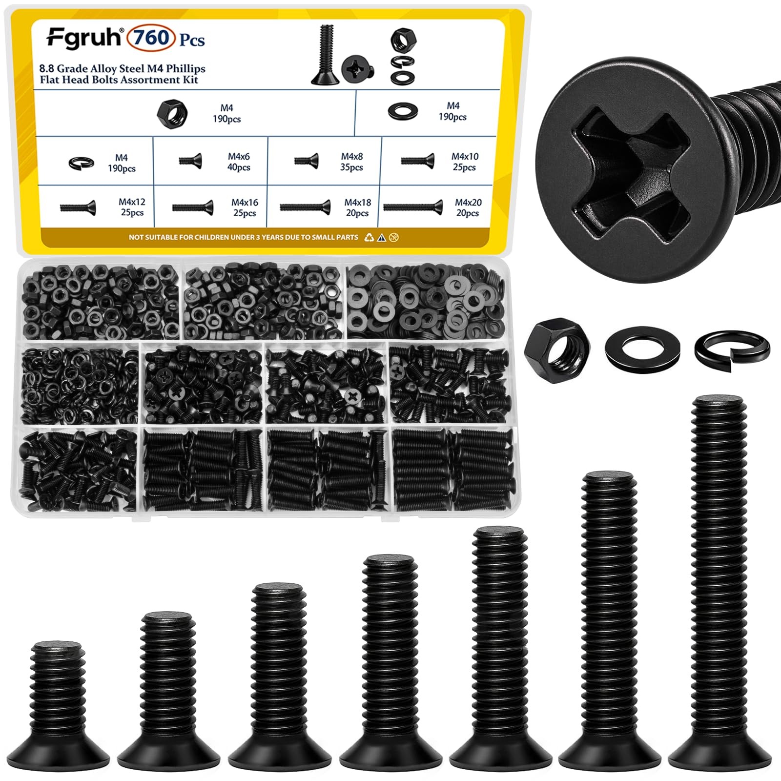 1220PCS M3 M4 M5 M6 Metric Hex Socket Head Screws Assortment Kit — Amazon image 14