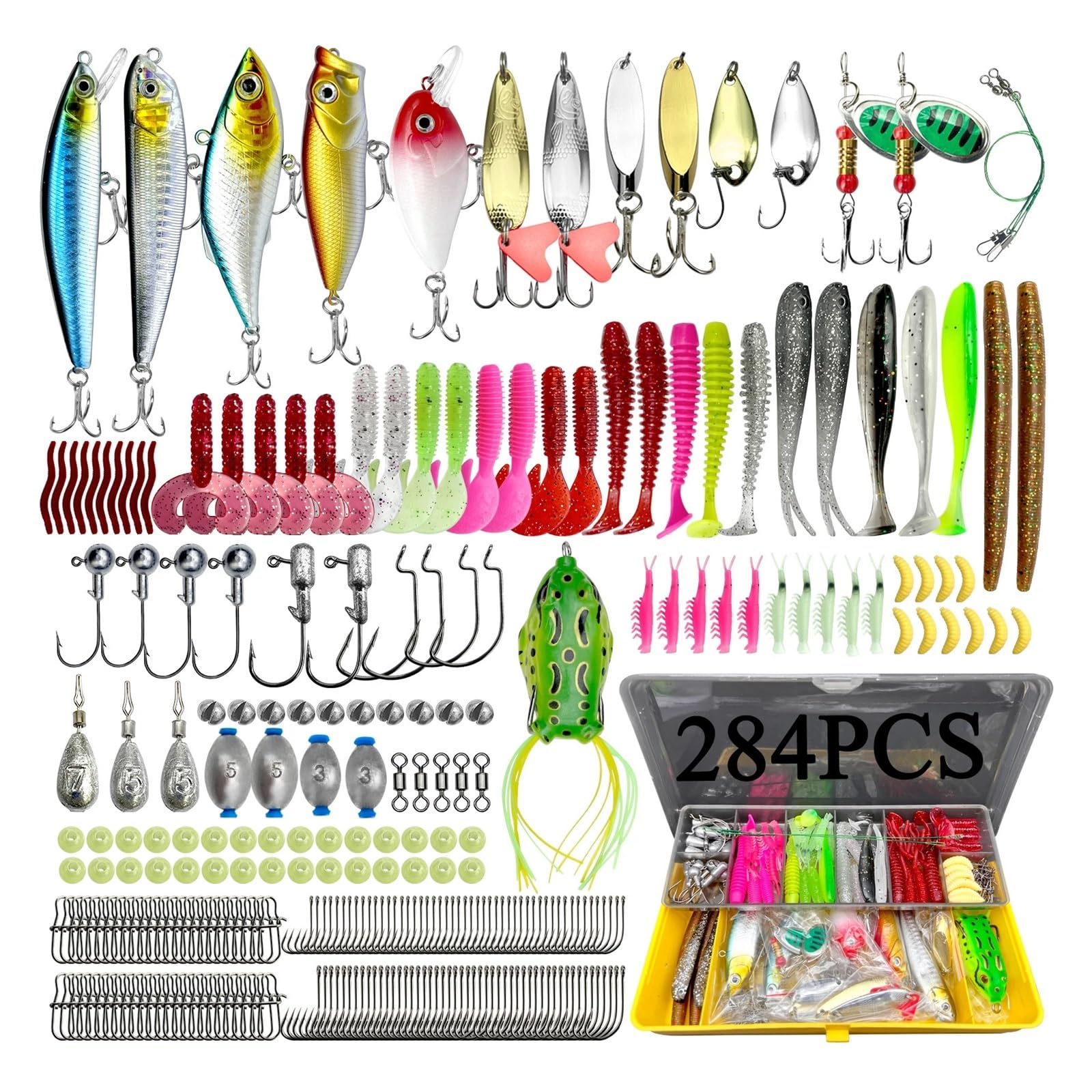 Kit de señuelos de Pesca de 78/122/284 Piezas for Aparejos de Cebo de Superficie, Kit de Aparejos for lubina, Trucha, salmón, Accesorios de Pesca para Agua Salada, Trucha