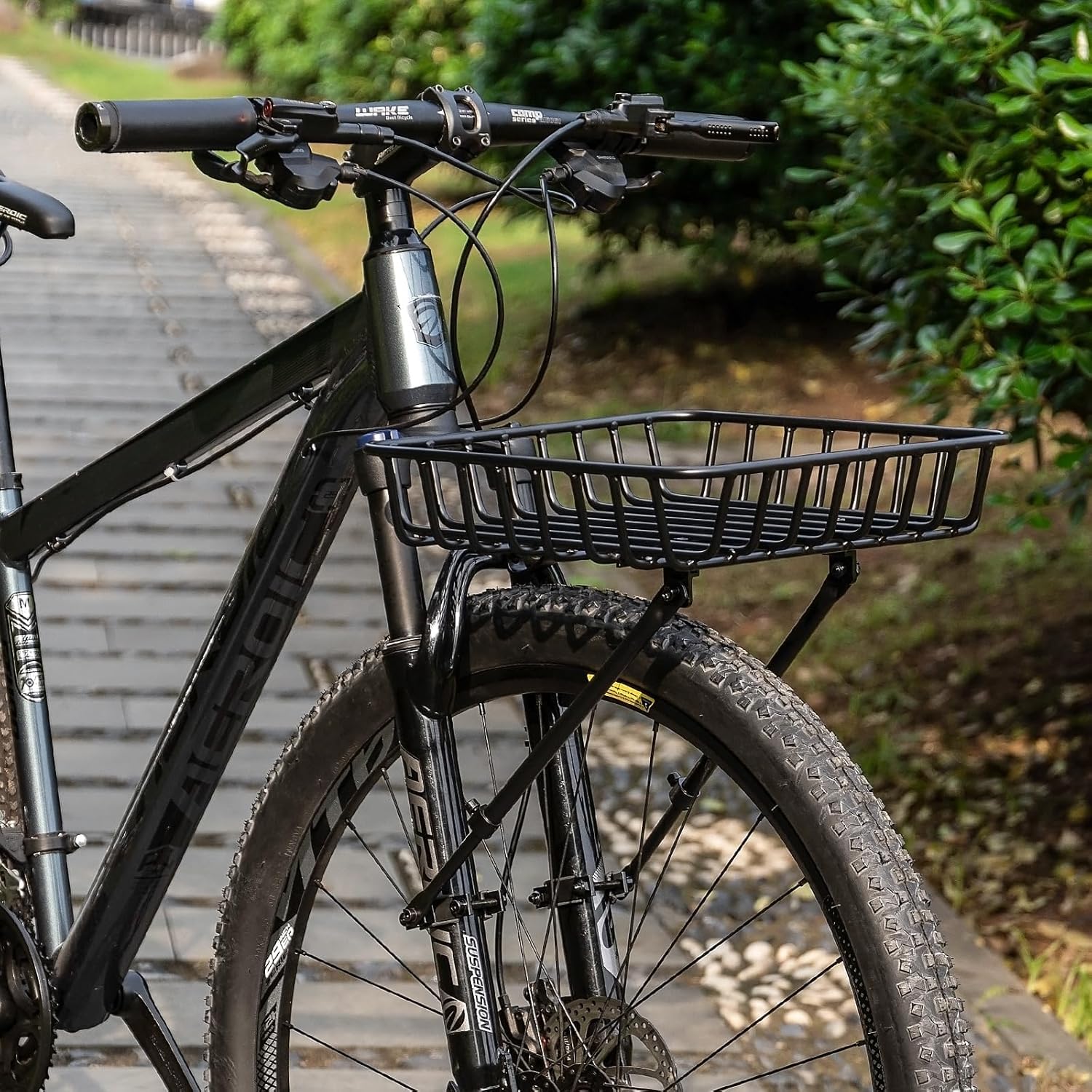 CXWXC kosz rowerowy z uchwytem przednim – Duży kosz rowerowy z przodu z wzmocnieniami – aluminiowy kosz przedni o dużej pojemności
