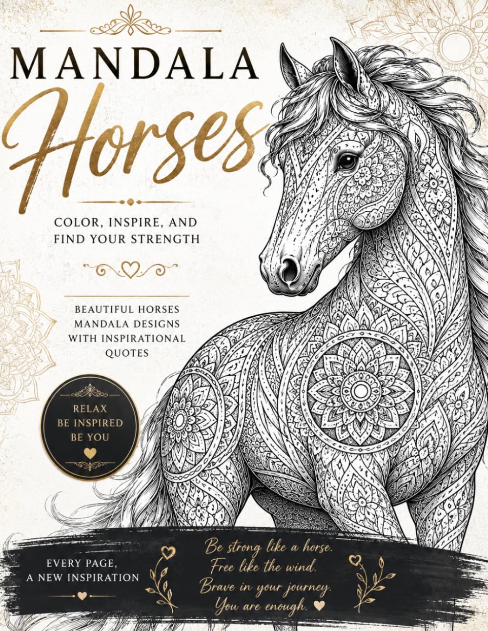 MANDALA HORSES: BEAUTIFUL HORSES MANDALA DESIGNS WITH INSPIRATIONAL QUOTES