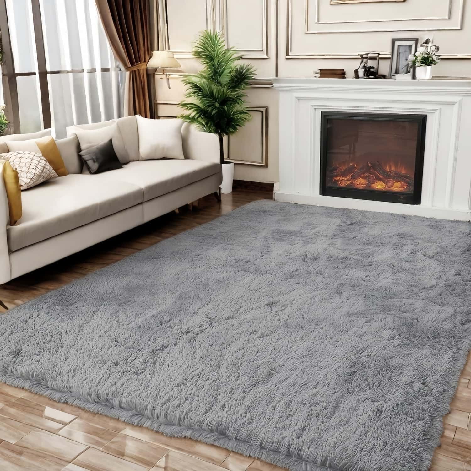 linyingdian Alfombra Peluda, Alfombra para niños, Alfombra Suave Antideslizante, Moderna y Suave, Adecuada para Sala de Estar, habitación Infantil, Dormitorio. (Gris, 80x120cm)