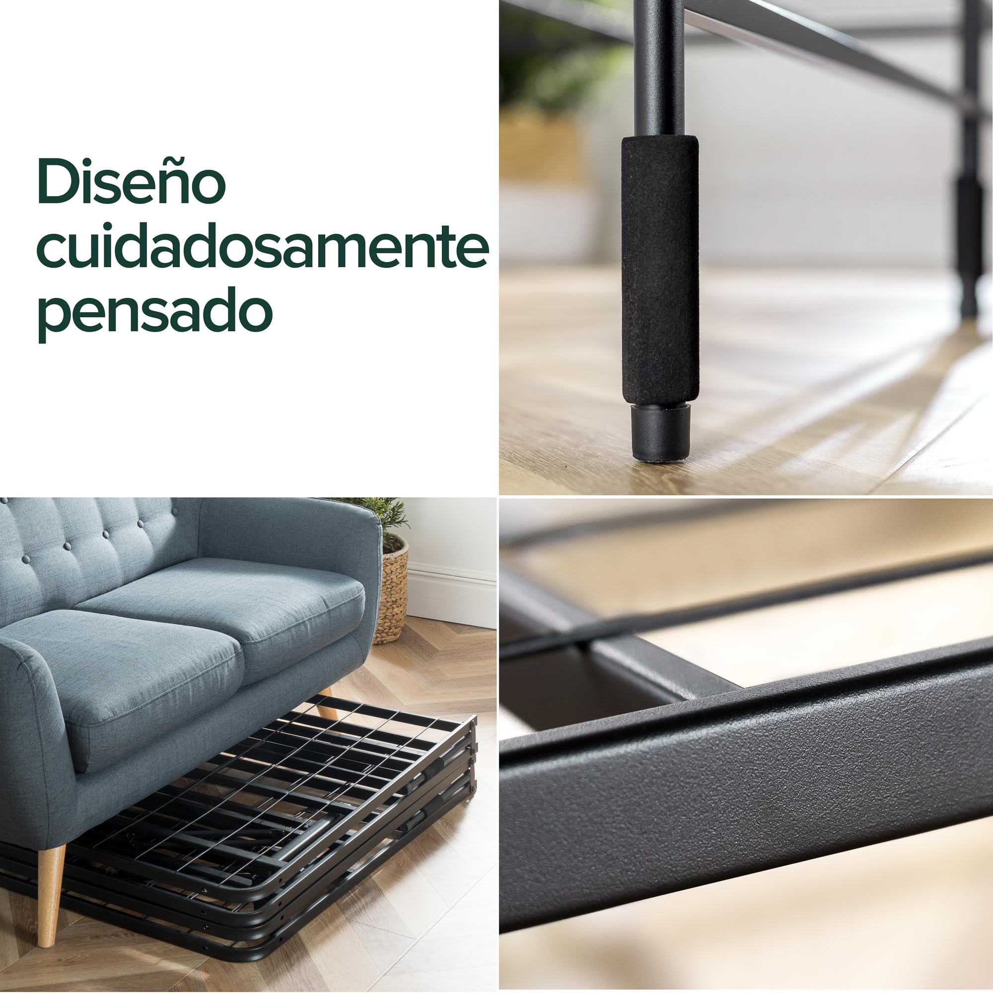 Zinus SmartBase Somier Plegable 90x190 cm - Altura 35 cm - Base Cama Individual en Acero - Montaje Sin Herramientas - Espacio de Almacenamiento - Negro