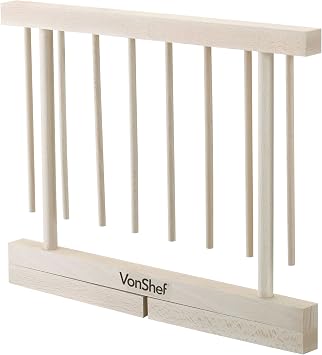 VonShef Pasta Drying Rack - Collapsible Wooden Spaghetti, Noodle and Fresh Pasta Drying Stand - Natural Beechwood