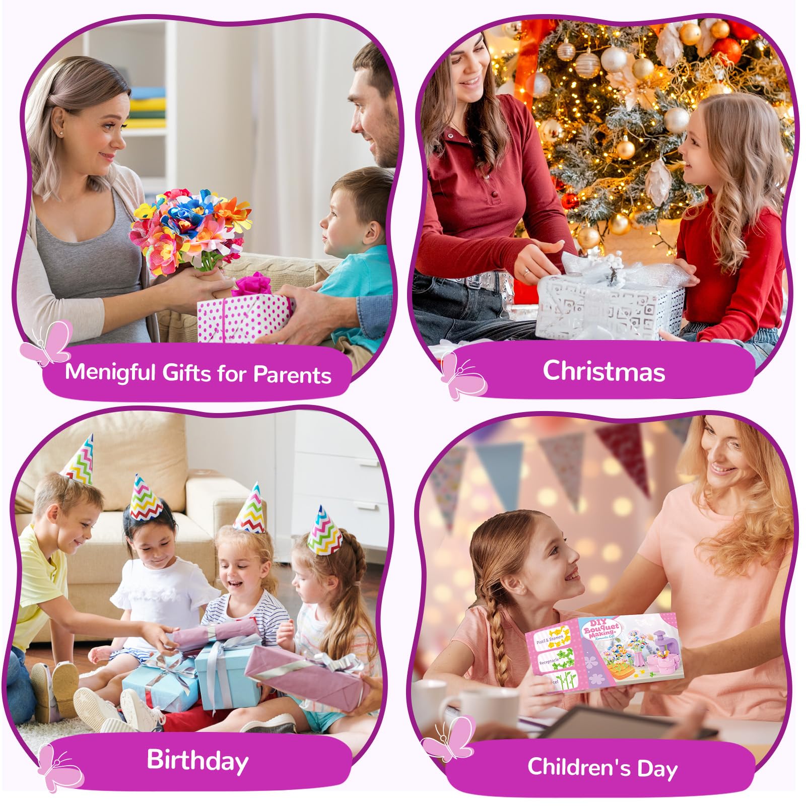GPPNKC Flower Bouquet Craft Kit DIY Arts and Crafts Toddler Toys Flowers Market Toy Educational Fun DIY Activity Set Birthday Gift for 4 5 6 7 8+ Year Old Girls and Boys