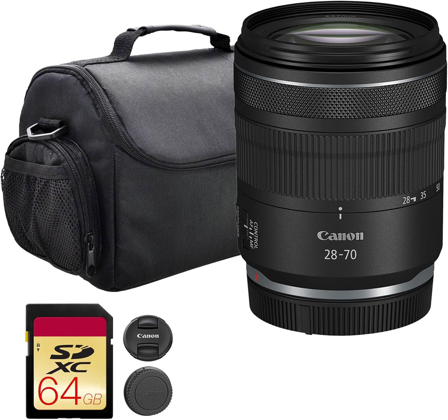 Canon RF 28-70mm f/2.8 is STM Lens | Standard Zoom with Bright f/2.8 Aperture, Image Stabilization & Smooth STM Autofocus | for Portraits, Weddings, & Travel Photography (6535C002) + Bag + 64GB Card