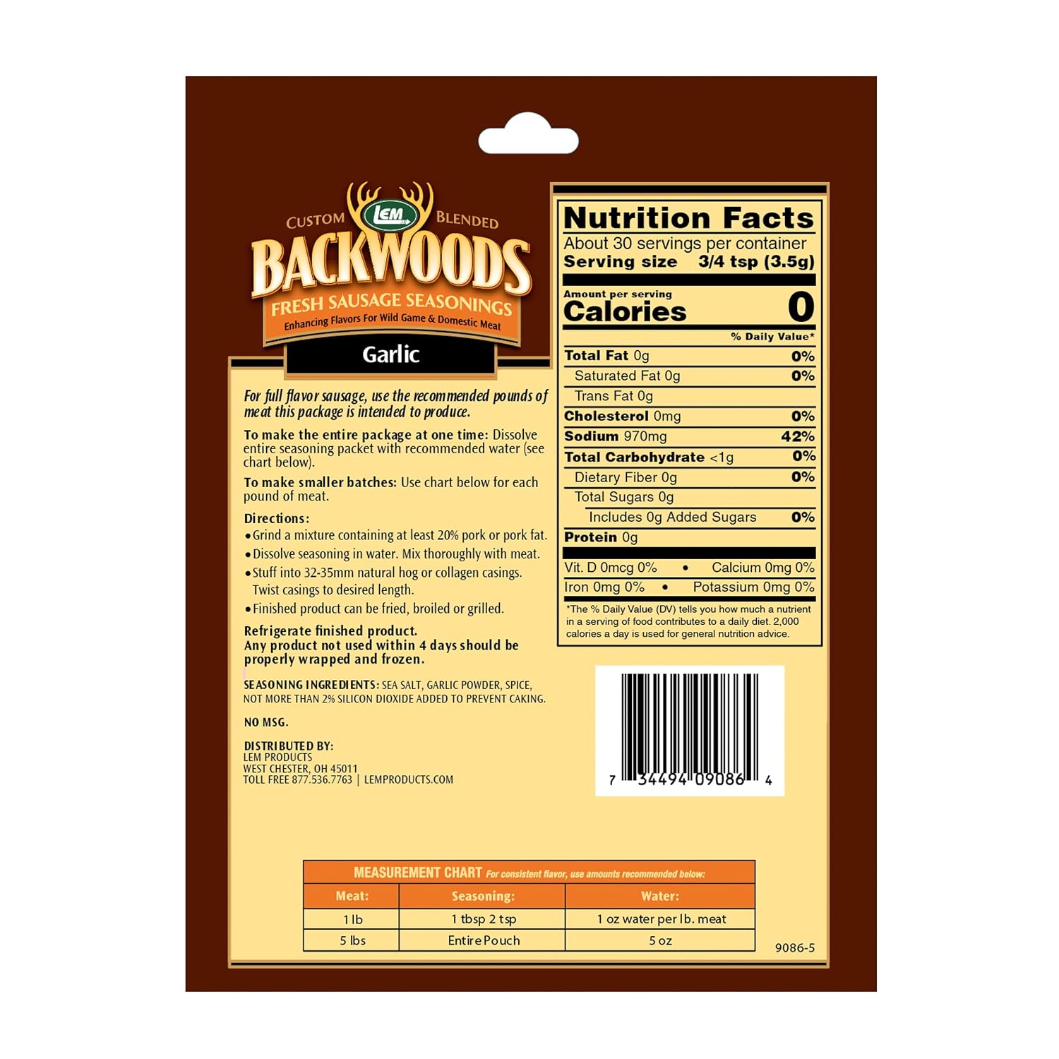 LEM Backwoods Garlic Fresh Sausage Seasoning