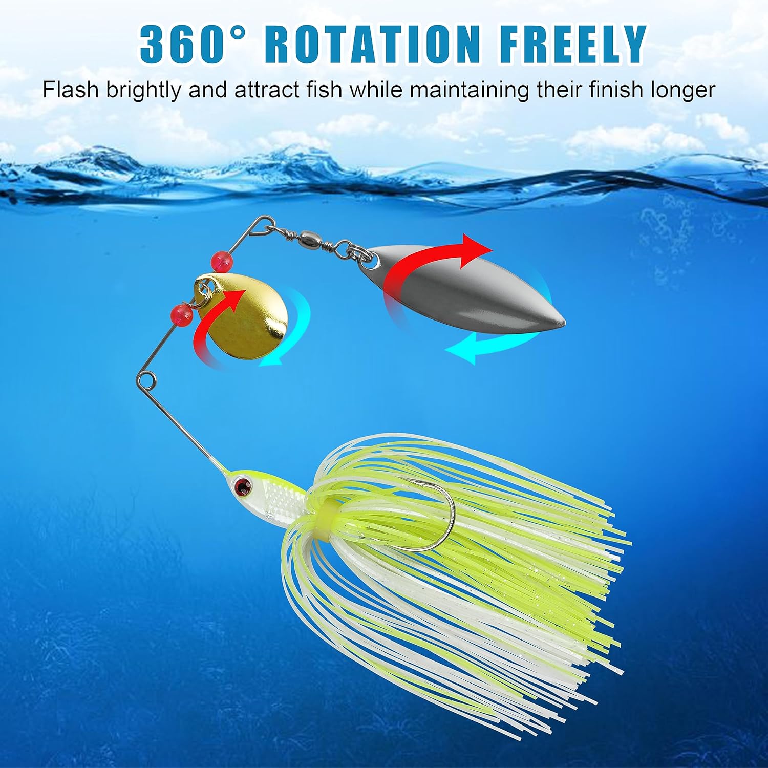 Bass Fishing Lures Spinnerbaits Kit, Hard Metal Spinner Baits Buzzbait Swimbait Jigs Hook Fishing Lures for Bass Pike Trout Salmon