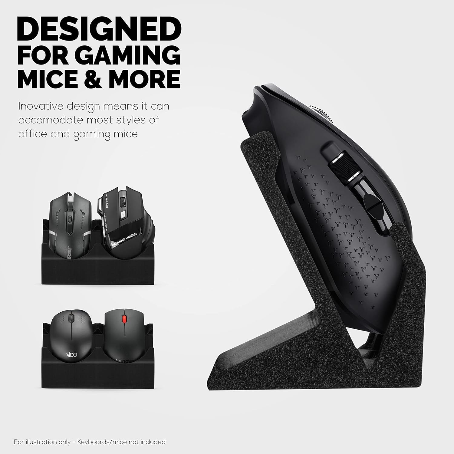 BRAINWAVZ Desktop Dual PC Mouse Stand Holder, Suitable for Small Or Large Gaming & Office Mice From Logitech, Razer, Corsair & More - Organize Your Work Or Game Space and Keep it Clutter-Free (DM01)