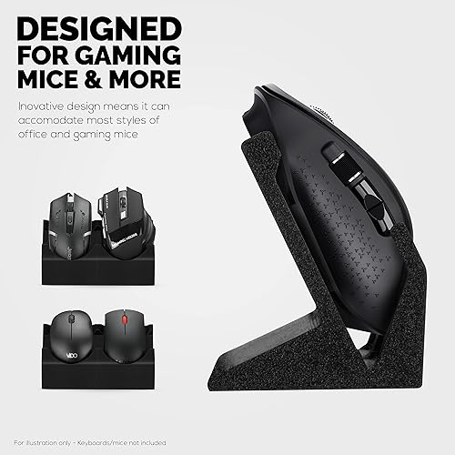 Miniatura 6 de BRAINWAVZ Soporte para mouse de computadora doble de escritorio, adecuado para juegos pequeños o grandes y ratones de oficina de Logitech, Razer,