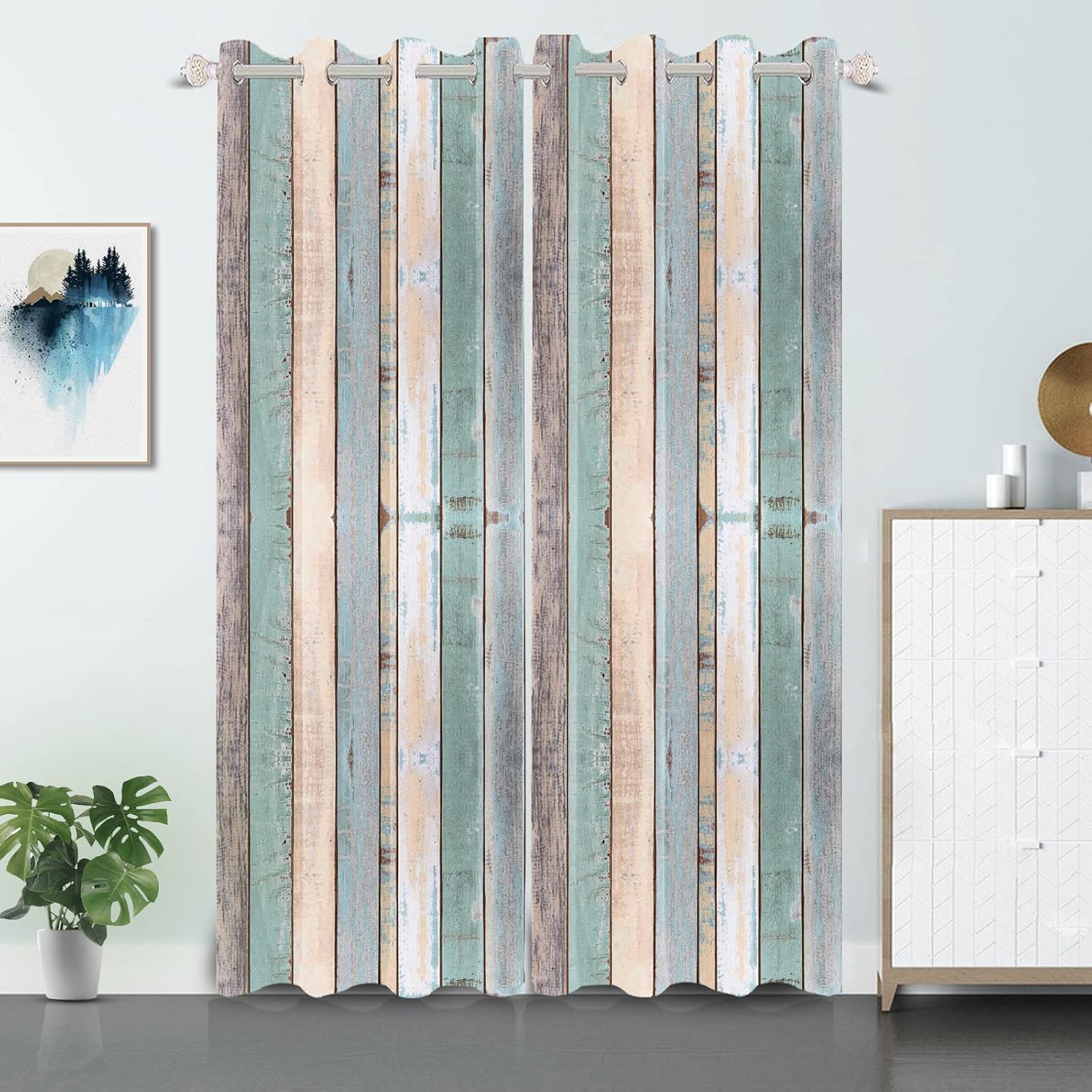DORCEV Rustic Wood Barn Door Curtains Kitchen Curtains Vintage Farm
