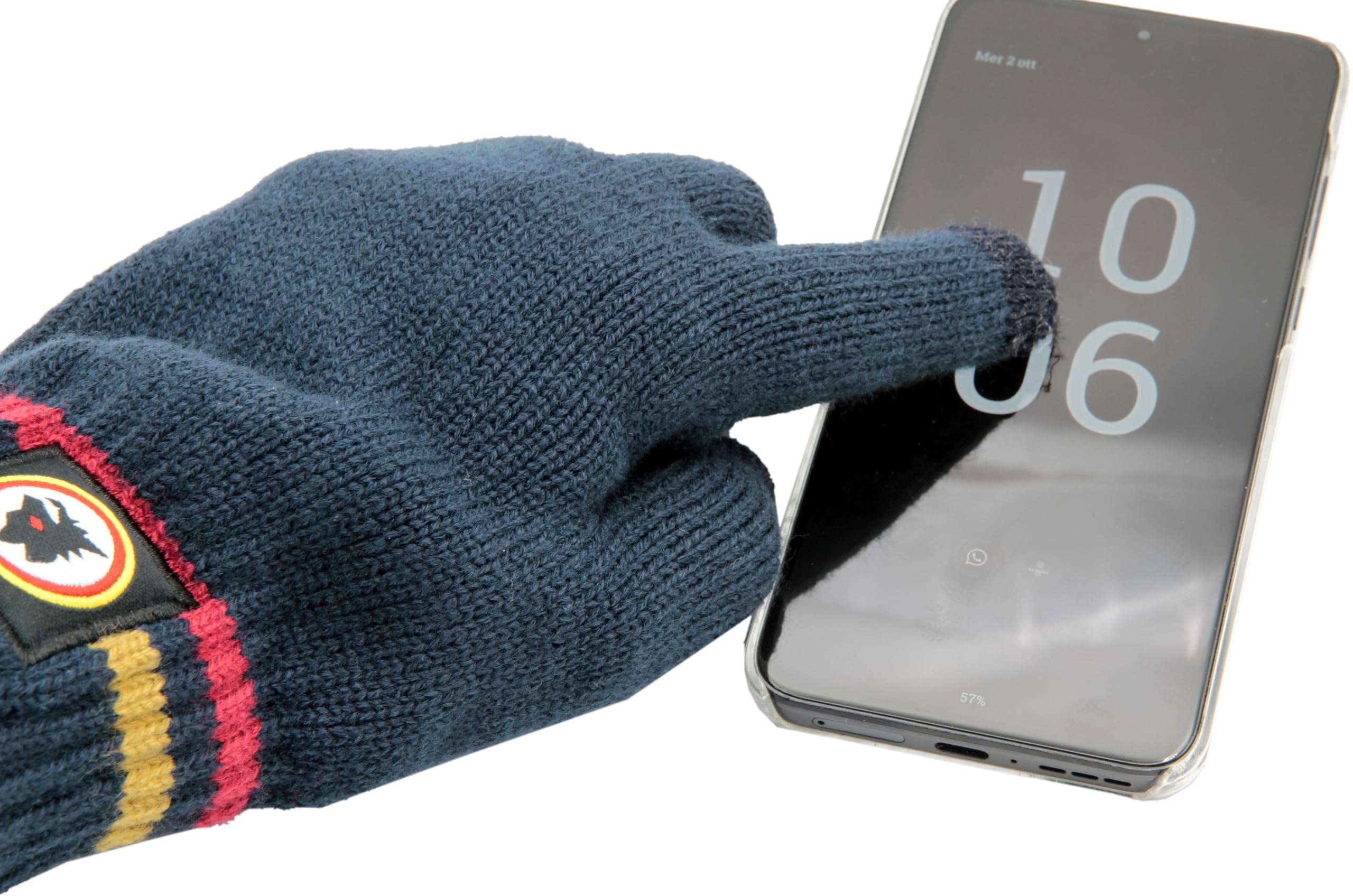 AS Roma WOLF LEATHER PATCH KNITTED GLOVES - NAVY