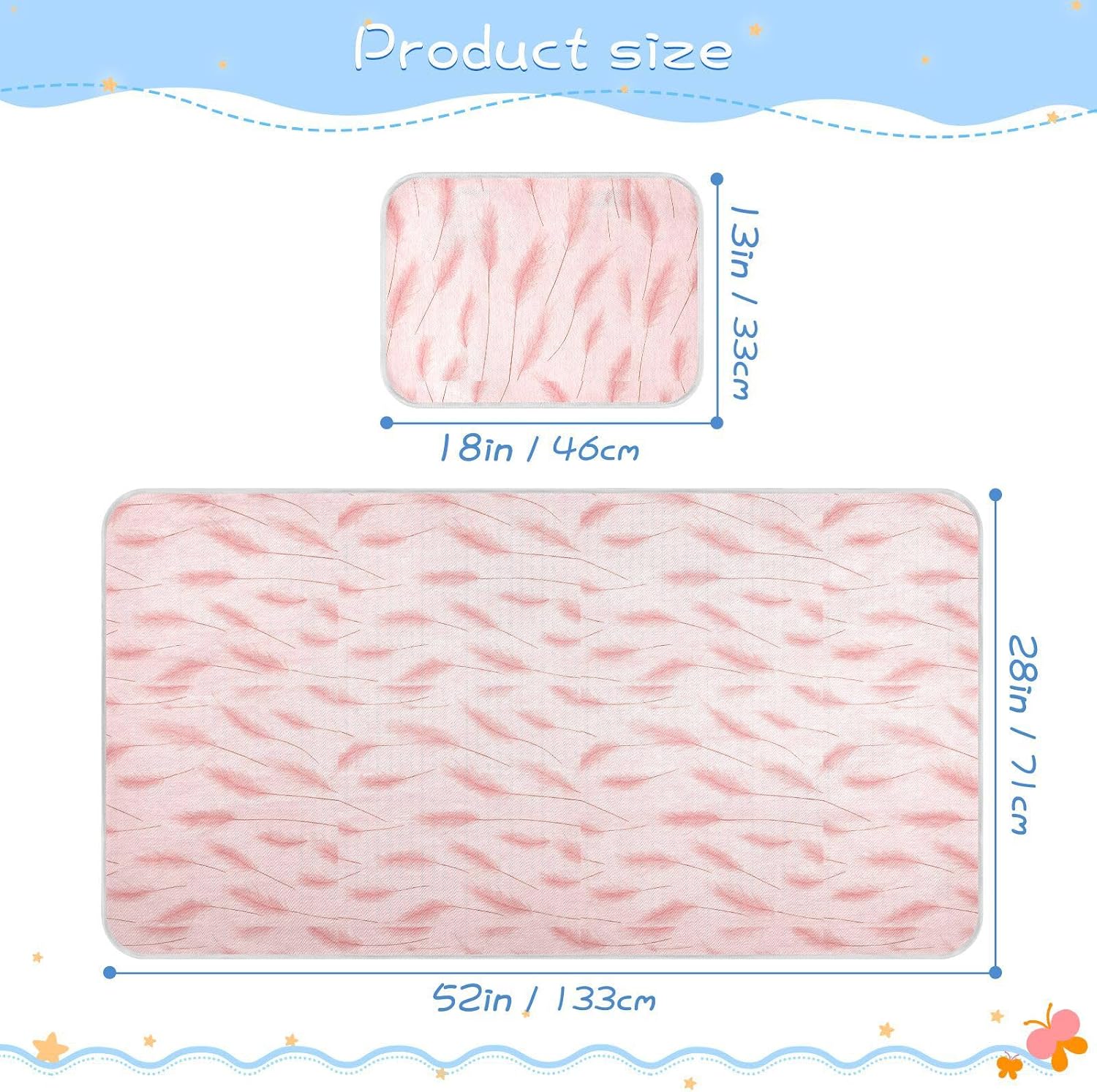 Pink Valentine Romantic Lavender Cooling Baby Play Mattress 28" x 52" Breathable Pads for Kids for Baby&Toddler