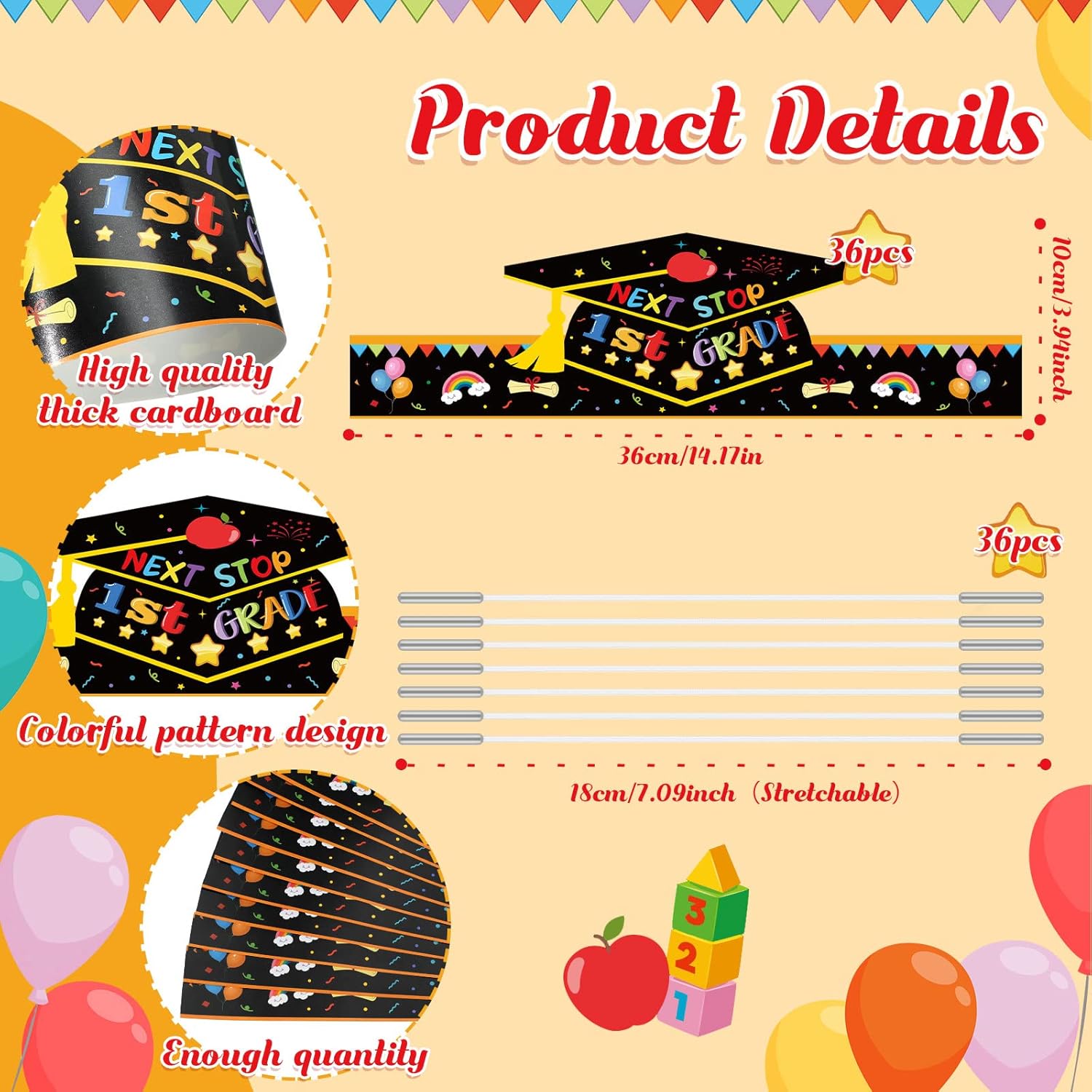 Karenhi 72 Pcs Paper Supplies - Kindergarten Diploma Certificates, Graduation Crowns and Hats, Kids Classroom Favors