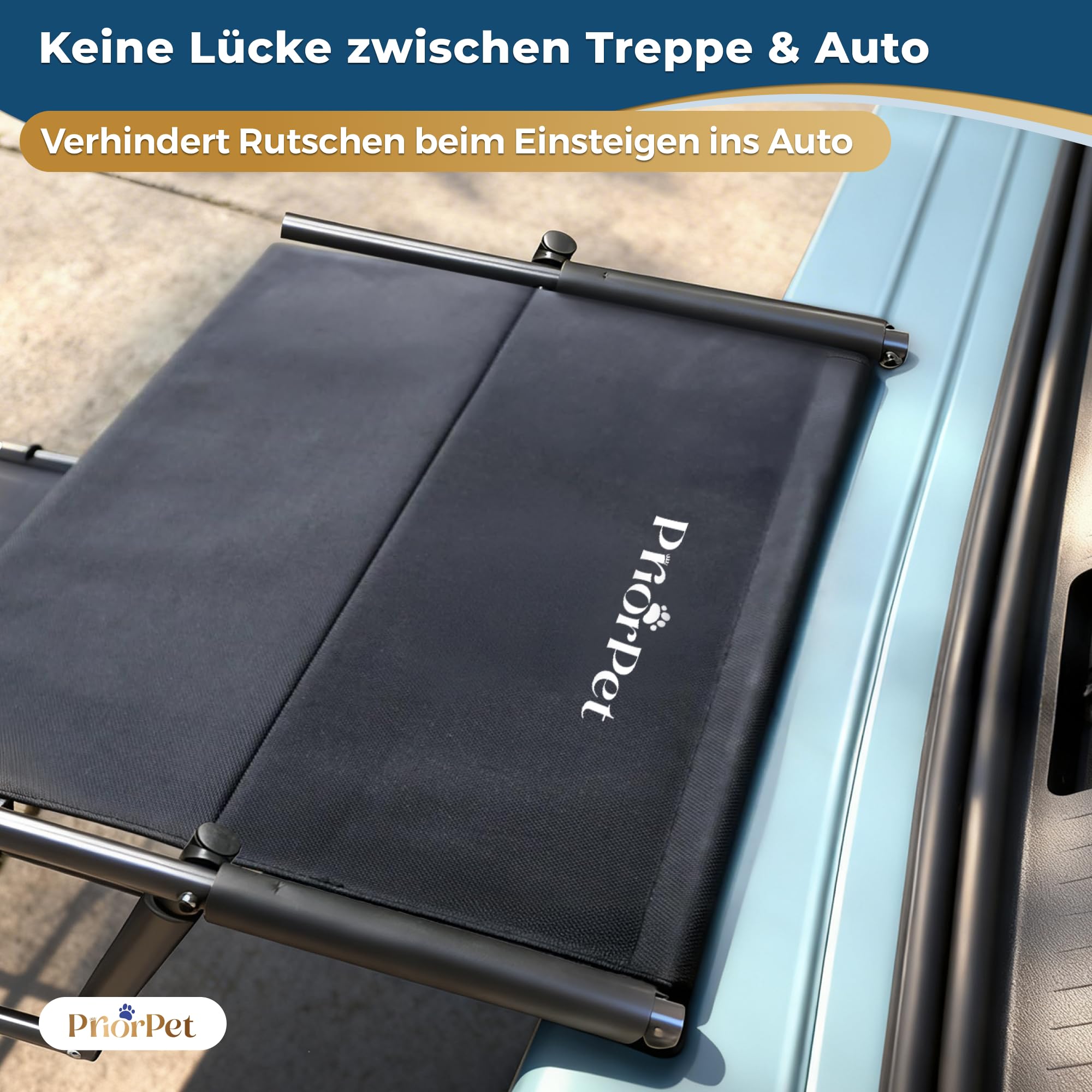 Hundetreppe Auto Klappbar – Leicht & Verstellbar 53–81 cm für SUV & Kombi – Hunderampe Alternative für Große Hunde – Gelenkschonende Einstiegshilfe – Geschlossene Stufen & Anti-Rutsch – Bis 65 kg