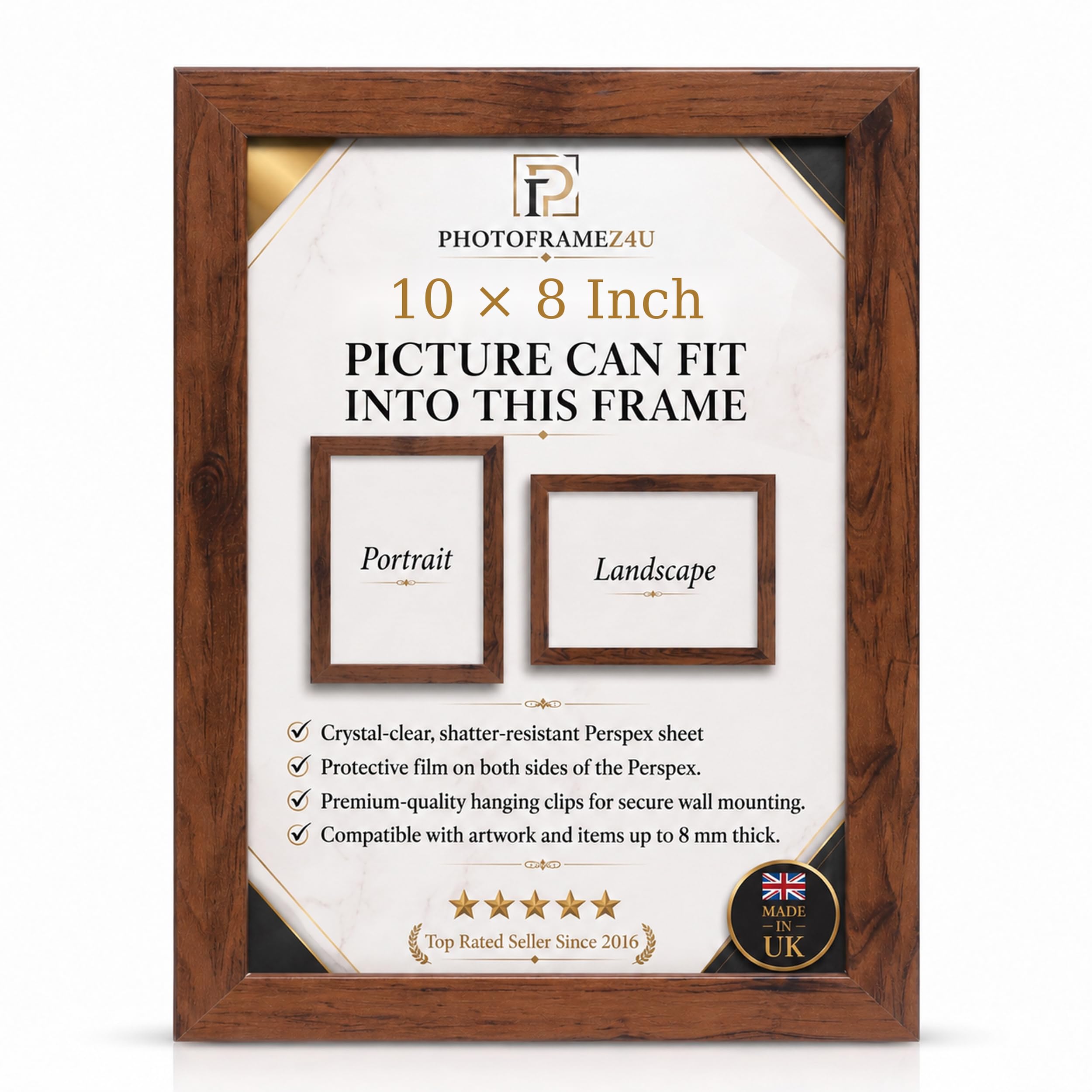 Ulisia Enterprise Walnut 8X10 Inch Wooden Effect Picture Frame – Wall Mountable & Tabletop Display | Photo Frame | Poster Frame For Home Or Office Decor