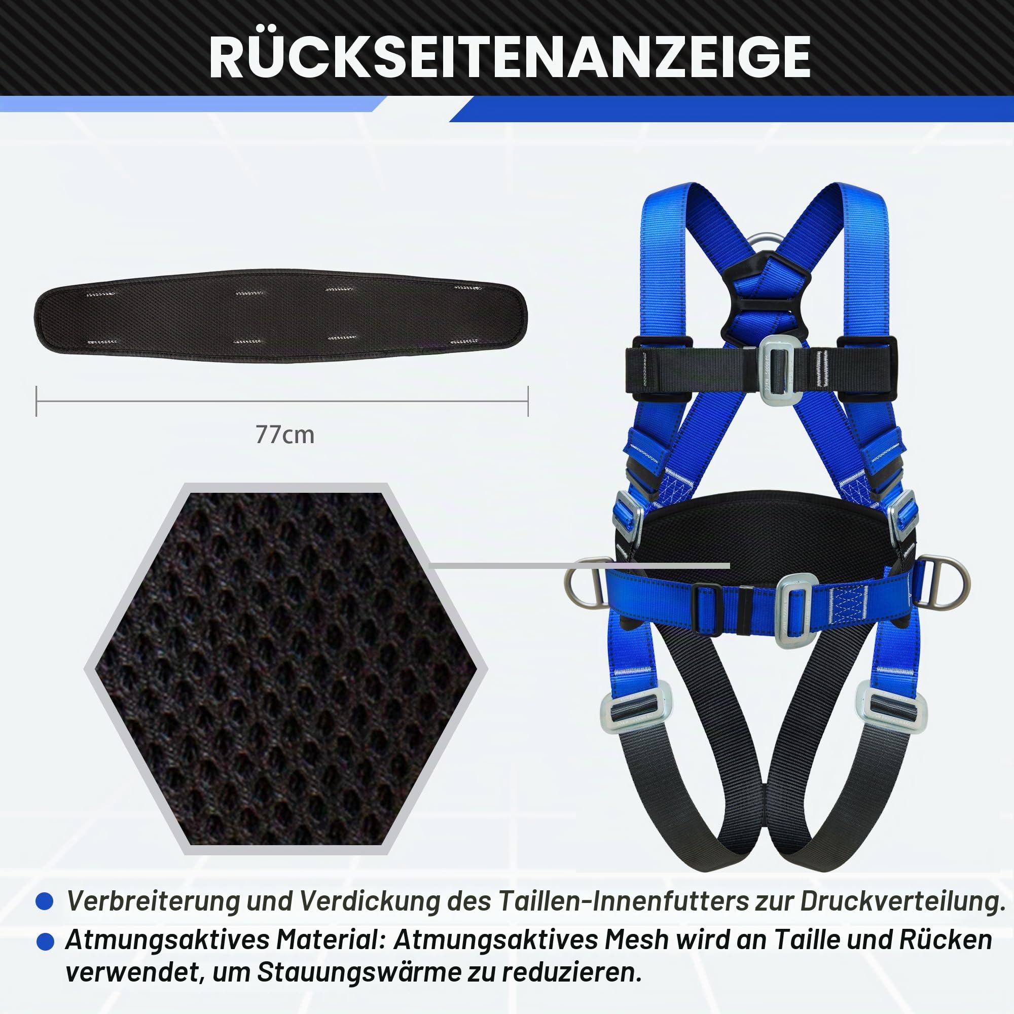 DIJJIG Anti-Fall Sicherheitsgurt-Set mit 1,8 m langem Schlüsselband, verstellbar, dicker Taillenschutz, verwendet für Hochgebirgsoperationen, Bauarbeiten, Baumpflege, CE-Zertifizierung