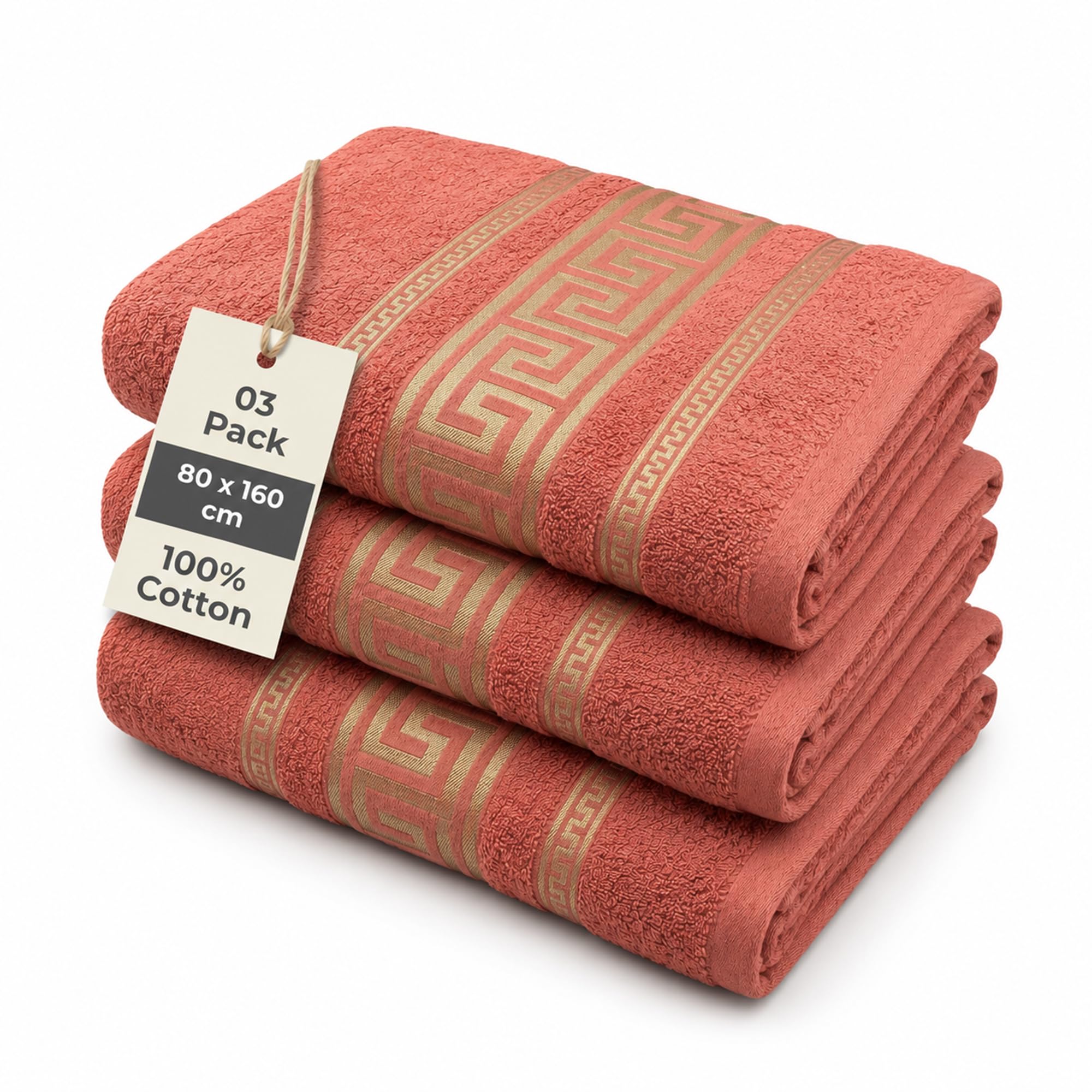 Bodygenix Set of 3 450GSM Bath Sheet – Large Soft Absorbent Polyester Cotton Towels 80 x 160 cm – Quick Dry Bathroom Bath Towels for Home, Gym, Spa, Hotel, Swimming, Travel and Daily Use - Coral