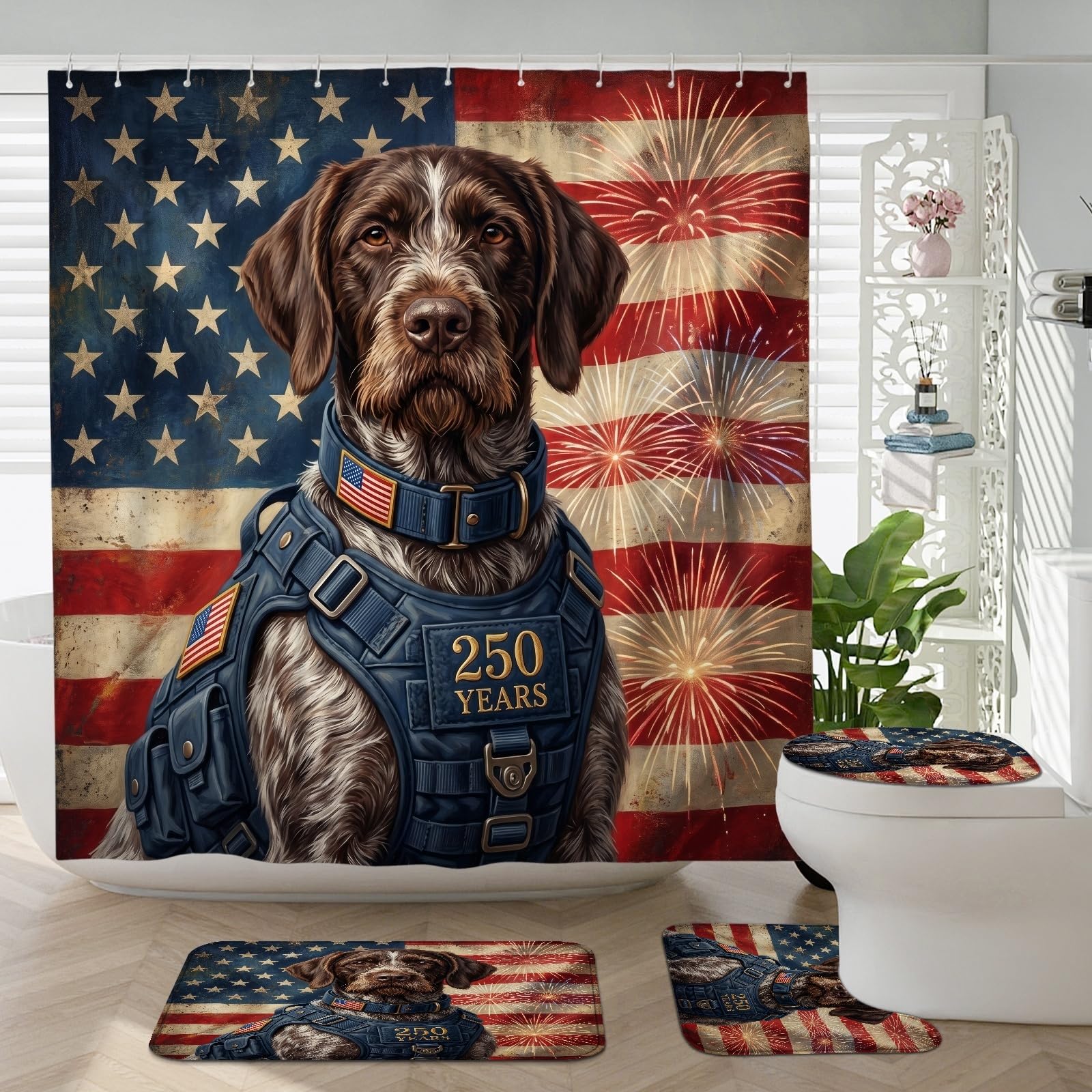 Tapis antidérapant et rideau de douche 183x183 cm rétro pour une sécurité maximale en salle de bain