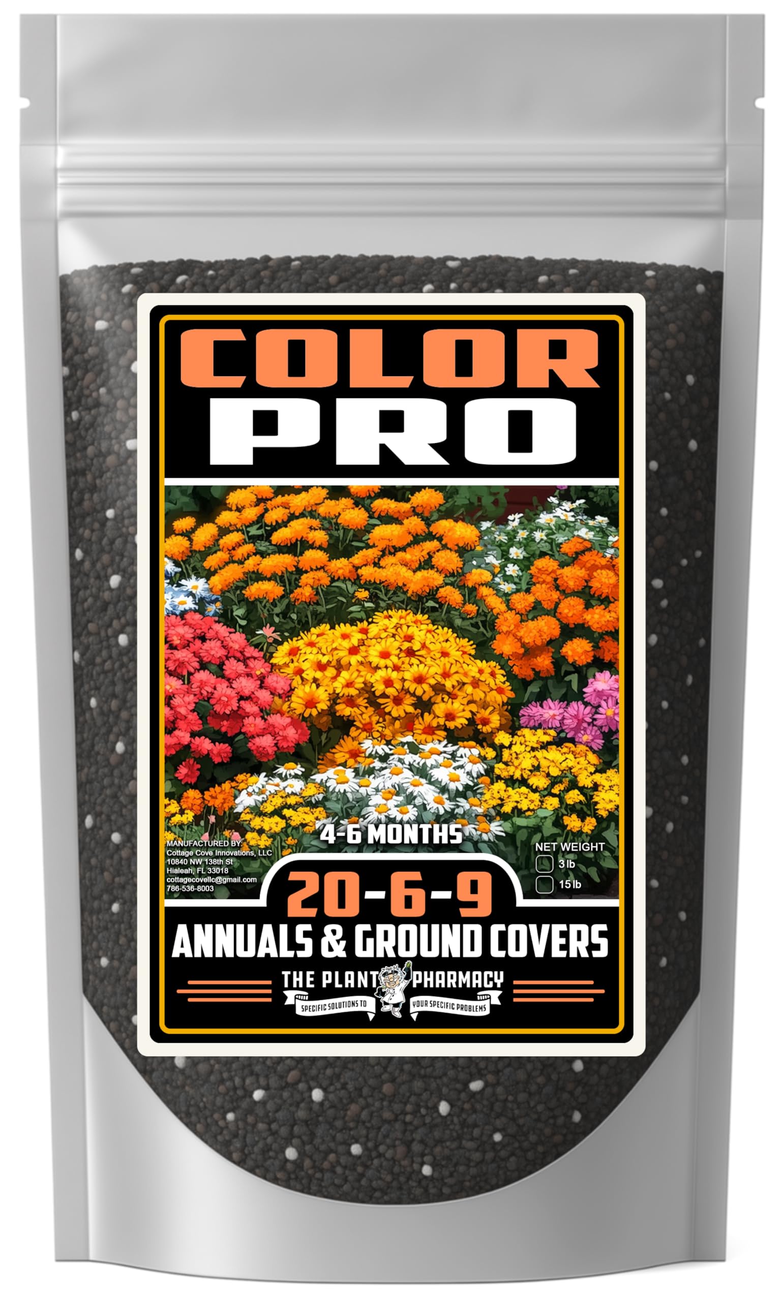 Fertilizer Commercial Grade | Color Pro 20-6-9 | 2 Pounds | Custom Professional Mix Blend | Controlled Release for Annuals & Groundcovers | 6 Month Nutrition |