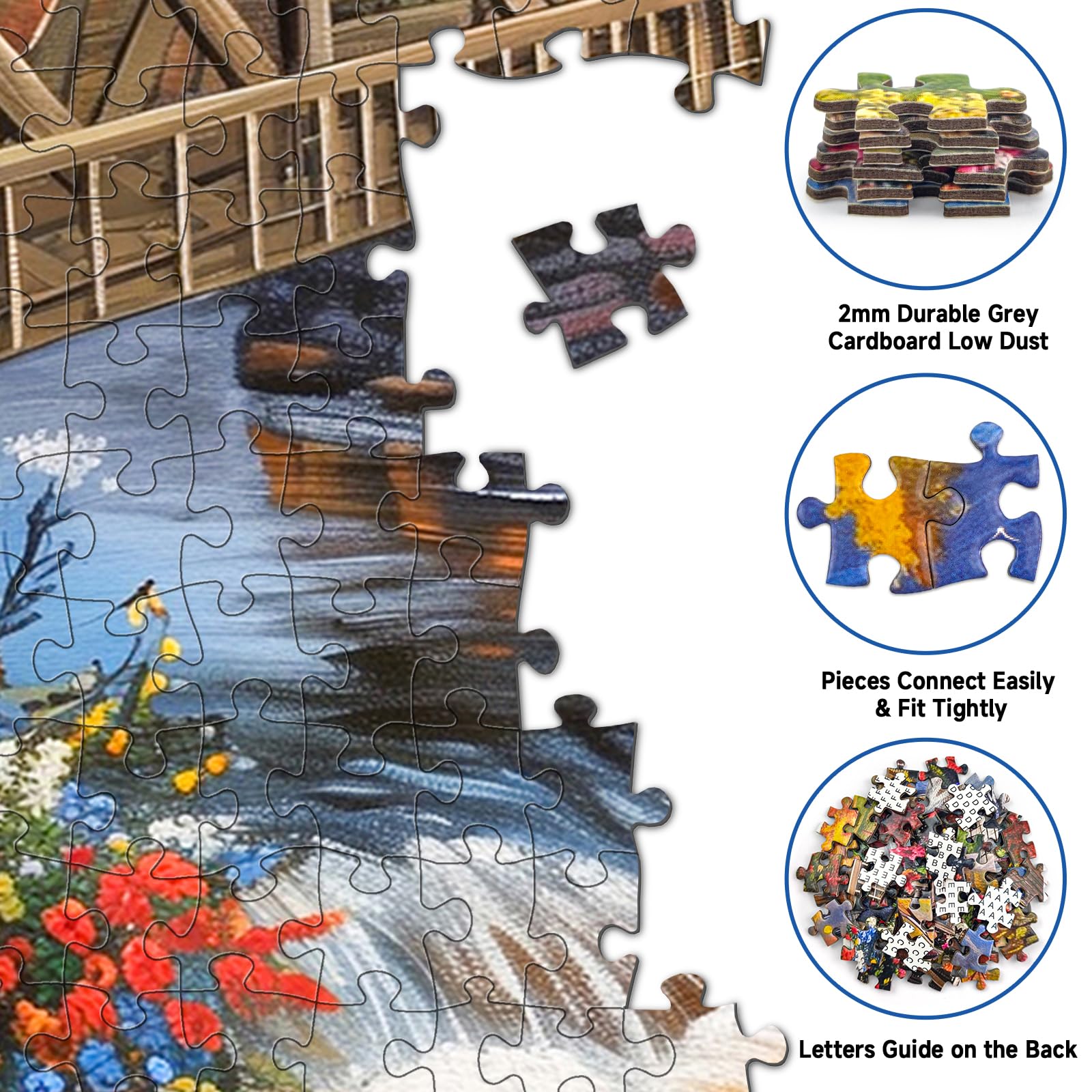 Jigsaw Puzzle 1000 Pieces-Autumn House Puzzles for Adults Landscape Jigsaw Puzzles for Adults 1000 Natural Scene Puzzle for Teens Interactive Toy Brain Teaser - Image 2
