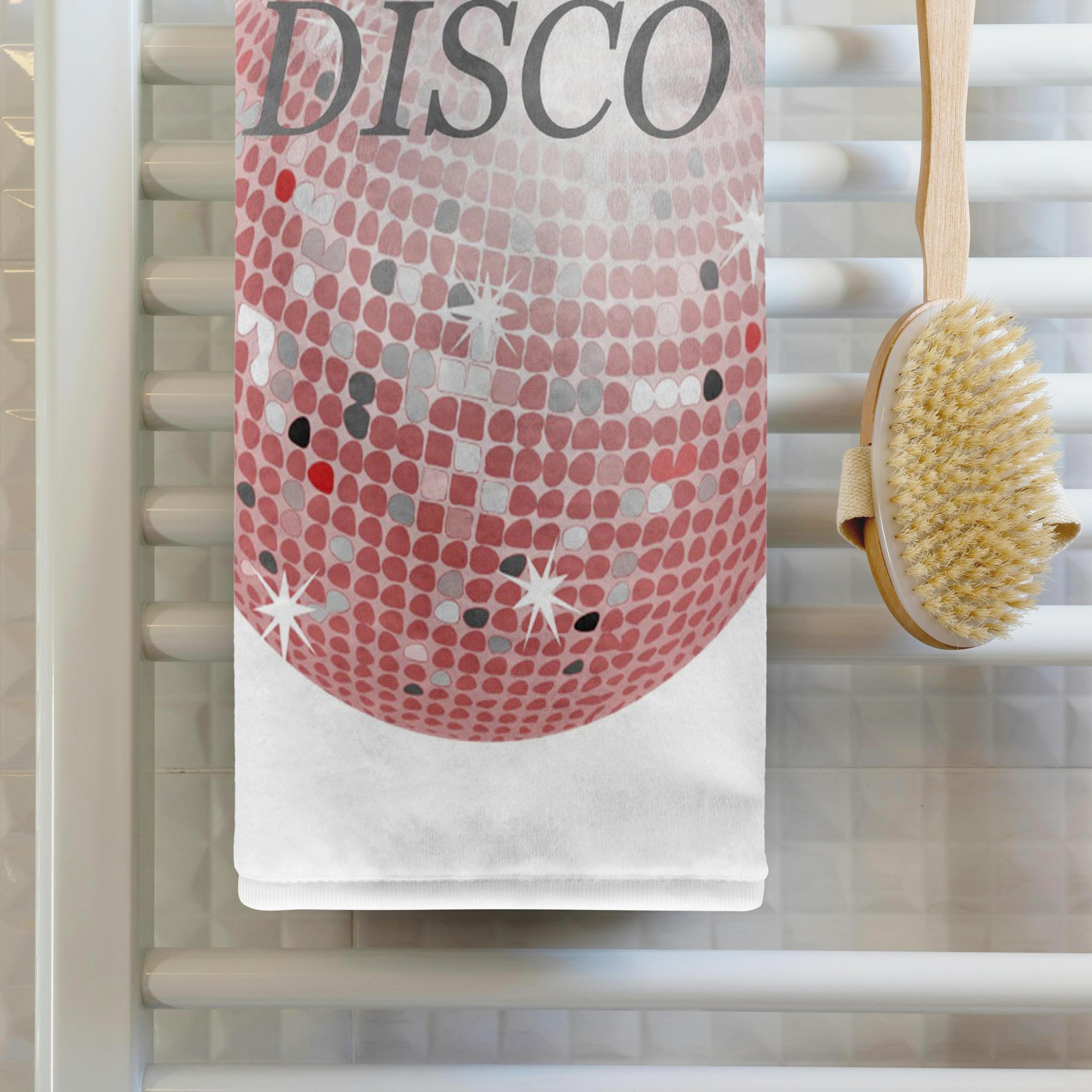 3dRose 15x22 Hand Towel - Pink Disco Ball Decorative