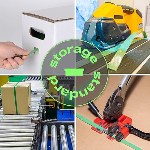 Miniatura 6 de Rollo de bandas de embalaje de alta resistencia, poliéster verde PET de grado industrial, bobina de correa de palé de 1000 x 5/8 x 0.035 pulgadas,