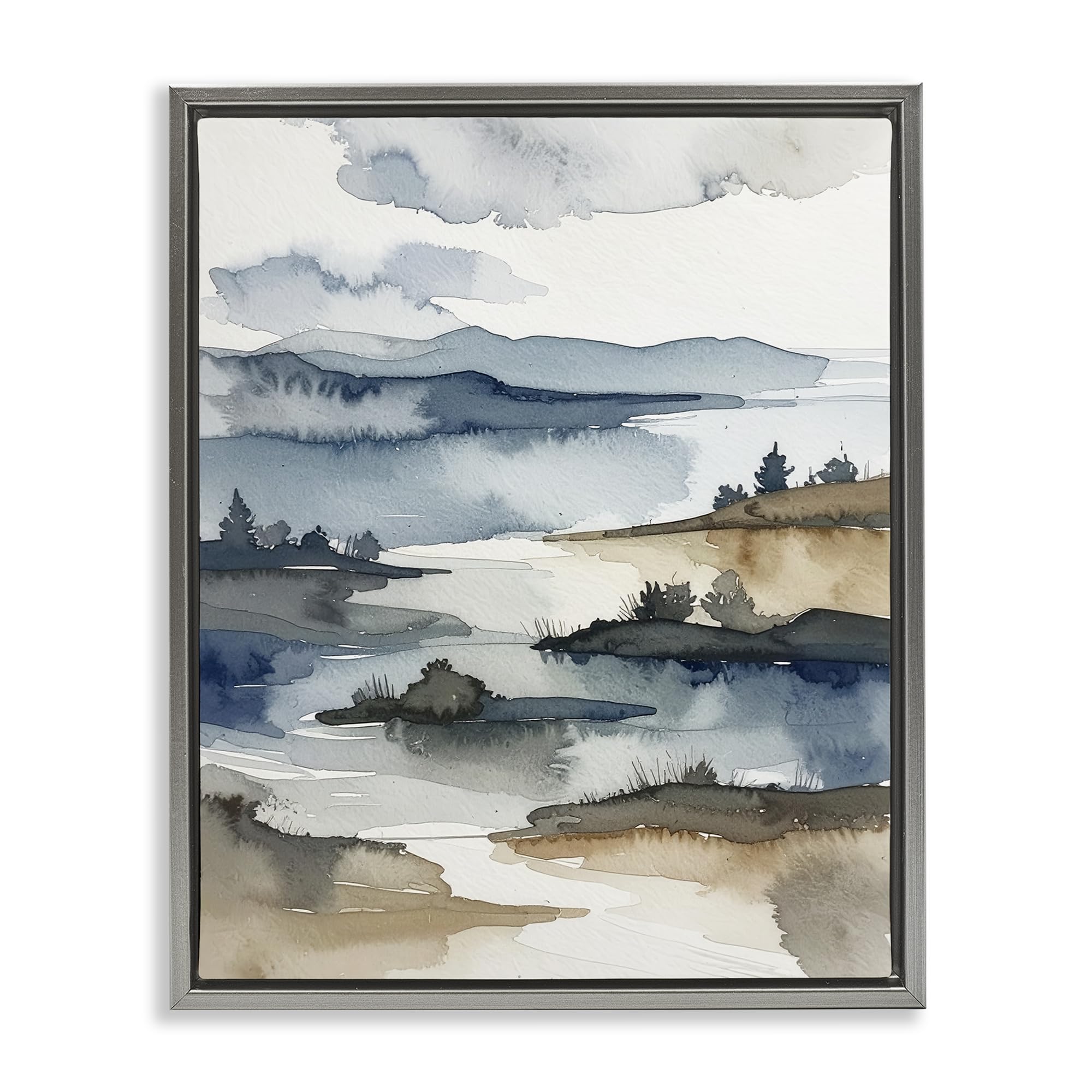 Stupell Industries 'The Flow Of Water', Floating Frame Canvas Art, Gray, 25 x 31 Inches, Easy to Hang and Sturdy, Made in USA, by Alonza Saunders