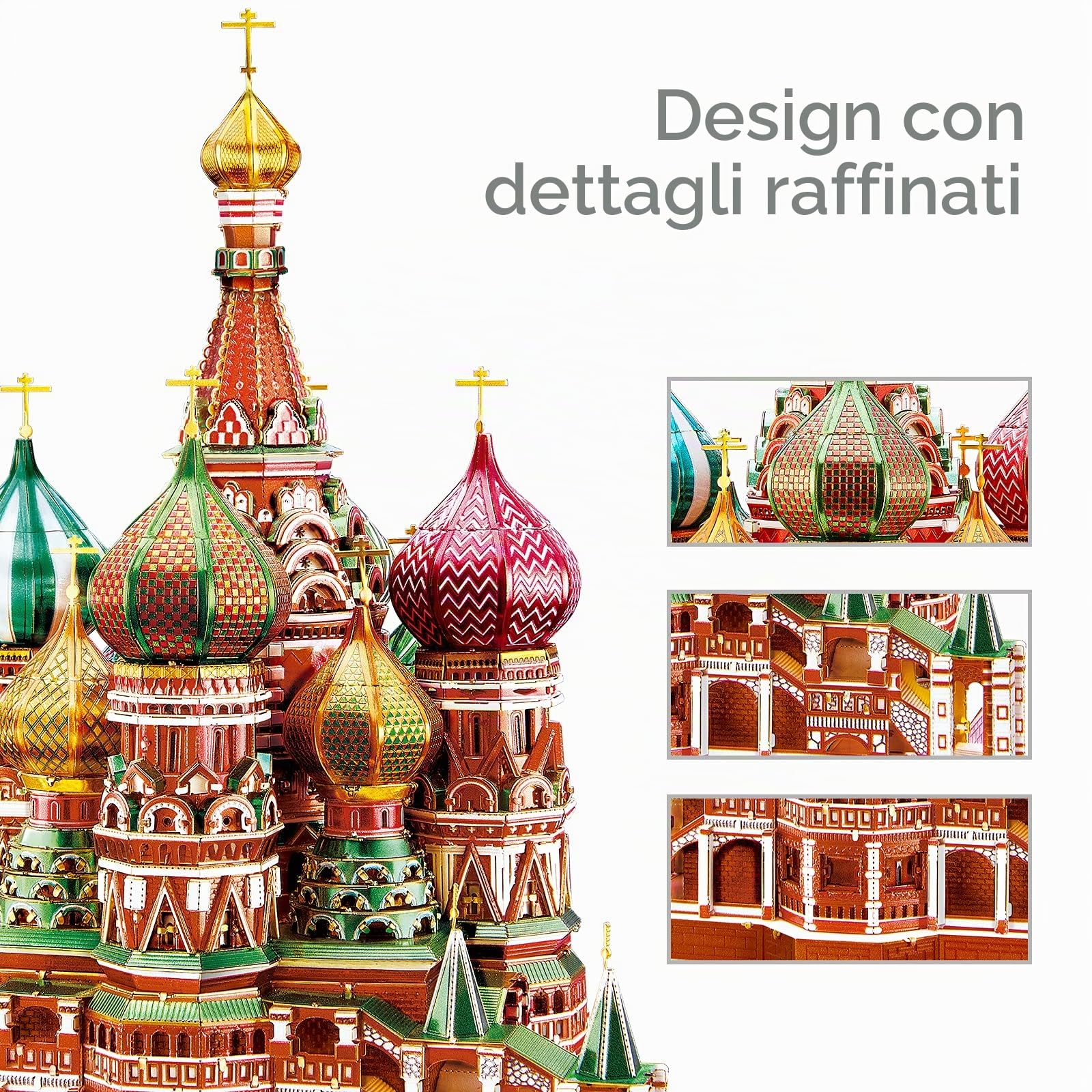 Piececool 3D Metal Puzzle Saint Basil's Cathedral, Architettoniche 3D Puzzle Metallo per 340 Acciaio Inossidabile, 1:1 Ripristina, Regalo di Compleanno, Modellismo da Costruire Adulti, 711 Pezzi