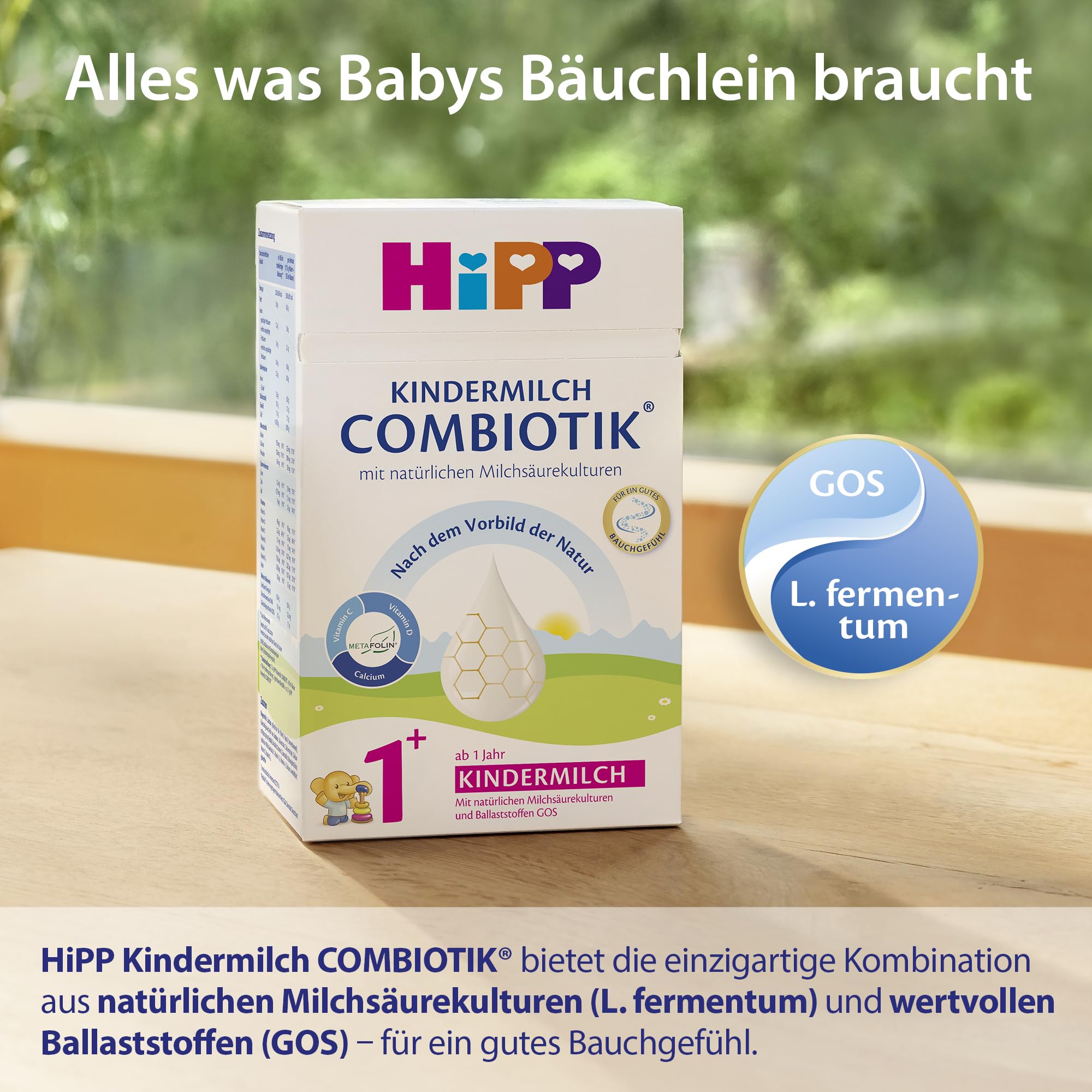 HiPP Kindermilch Combiotik 1+ (4 x 600g) ab 1 Jahr mit Milchsäurekulturen und Ballaststoffen Calcium Vitamine C D