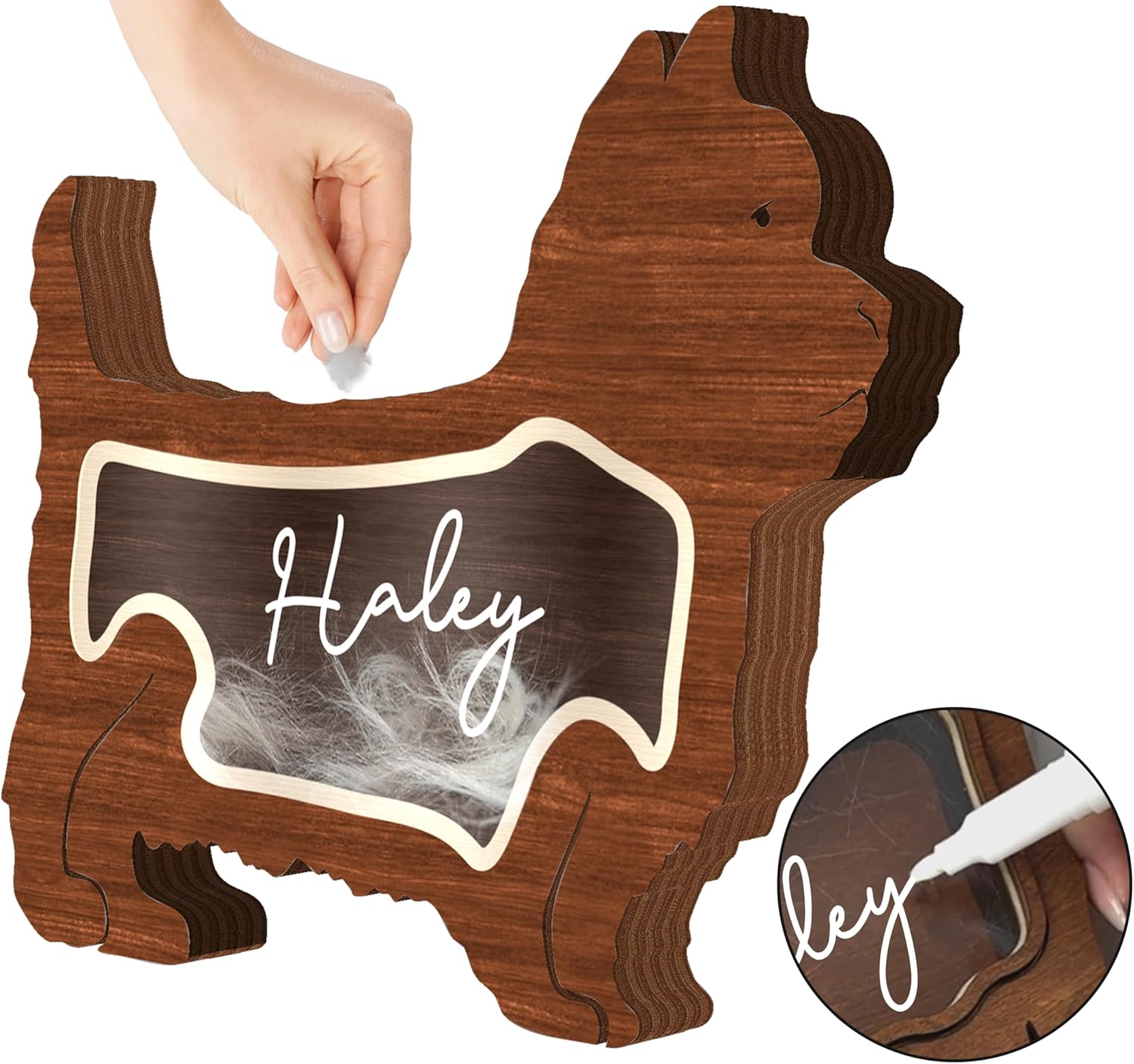 9" Siberian Husky Dog Hair Keepsake Box, Wooden Pet Urns for Dogs, DIY Pet Loss Sympathy Gifts, Unique Gift Dog Shape Standable Table Decor, Idea Gift for Pet Lover Storing Fur Teeth Ashes PSD6-33L