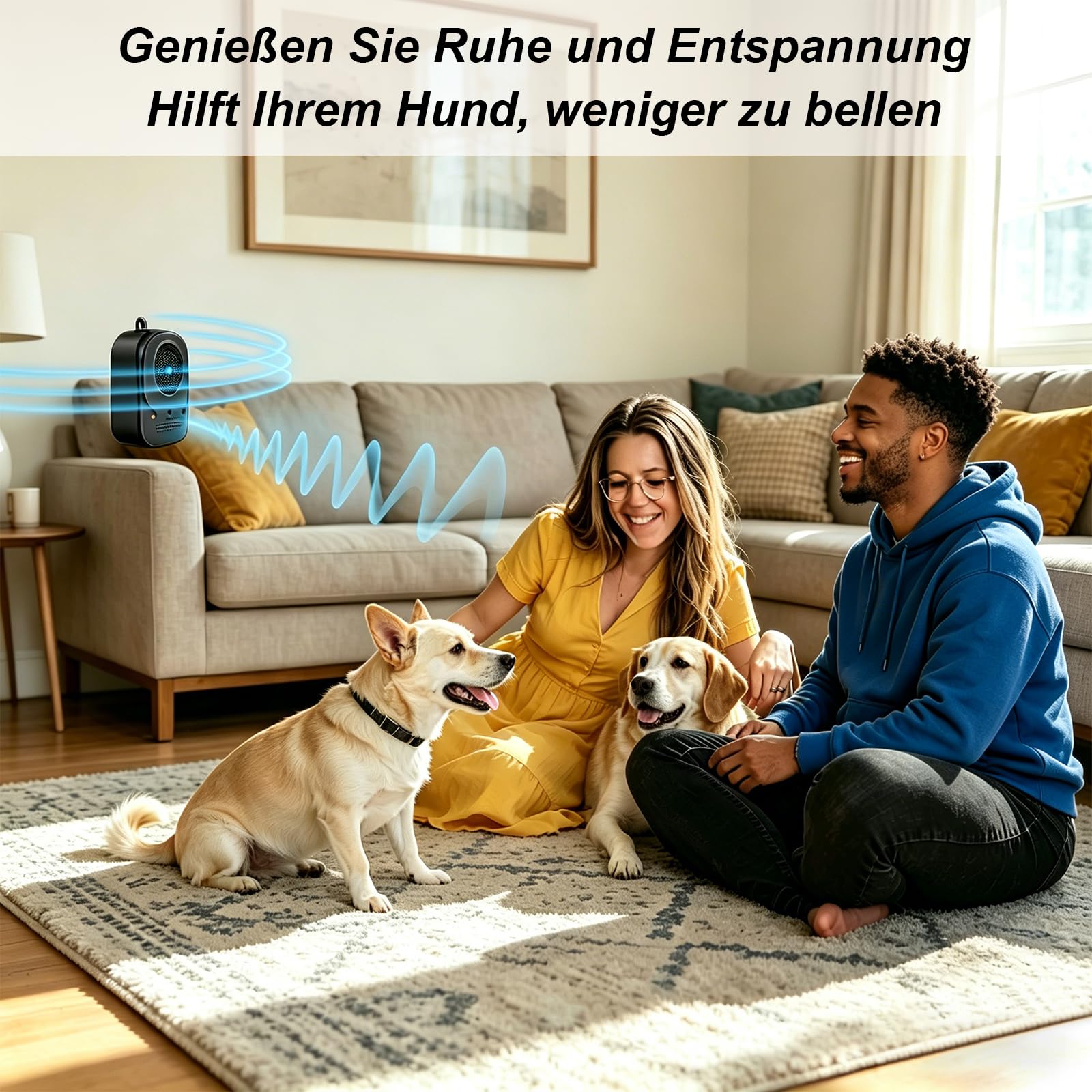 Ultraschall Hundetrainer mit Fernbedienung, Anti Bell Gerät gegen Hundebellen, Wiederaufladbarer Bark Stopper für Innen & Außen, Einstellbare Frequenz, Tragbares Hundetraining Tool