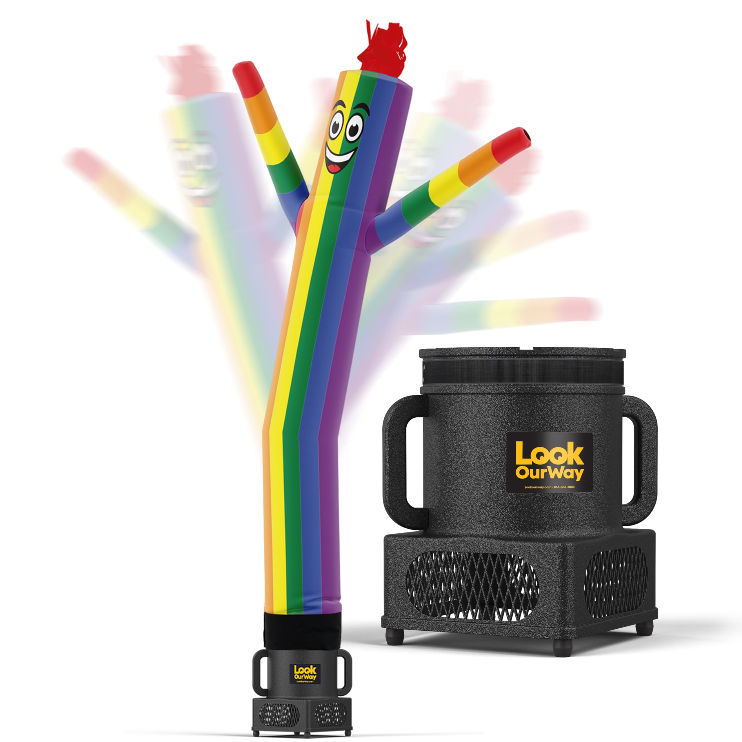 LookOurWay Air Dancers Wacky Waving Inflatable Tube Man - 7ft Tall Inflatable Dancing Man with Weather-Resitant Blower for Business Advertising - Rainbow