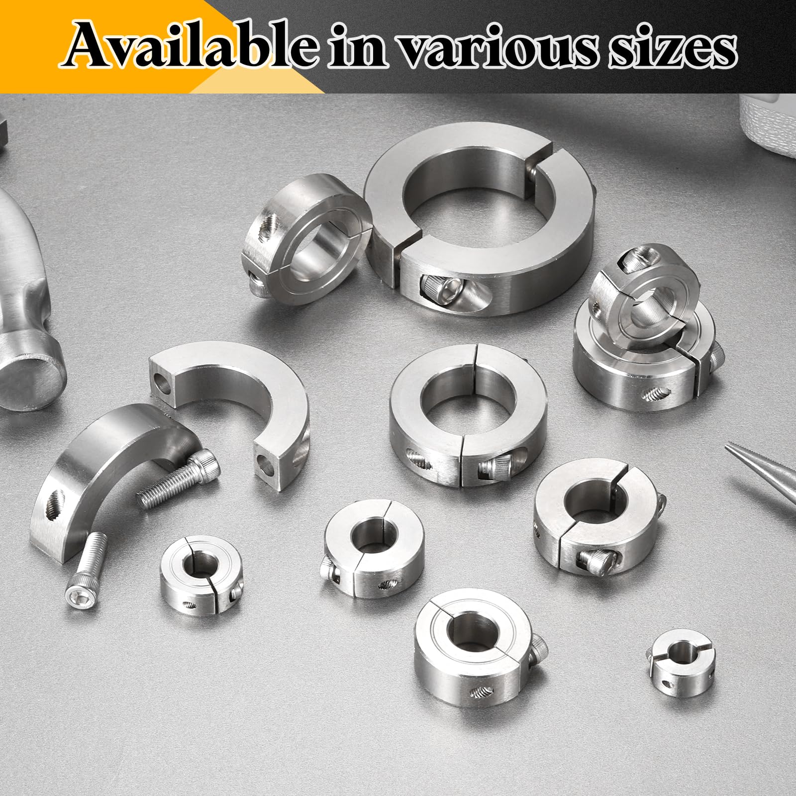 QUARKZMAN 4 Pcs Collar De Eje Dividido Doble Con Diámetro Interno De 20mm, Collar De Sujeción De Dos Piezas Con Diámetro Externo De 40mm Y 15mm De Espesor, Acero Inoxidable 304