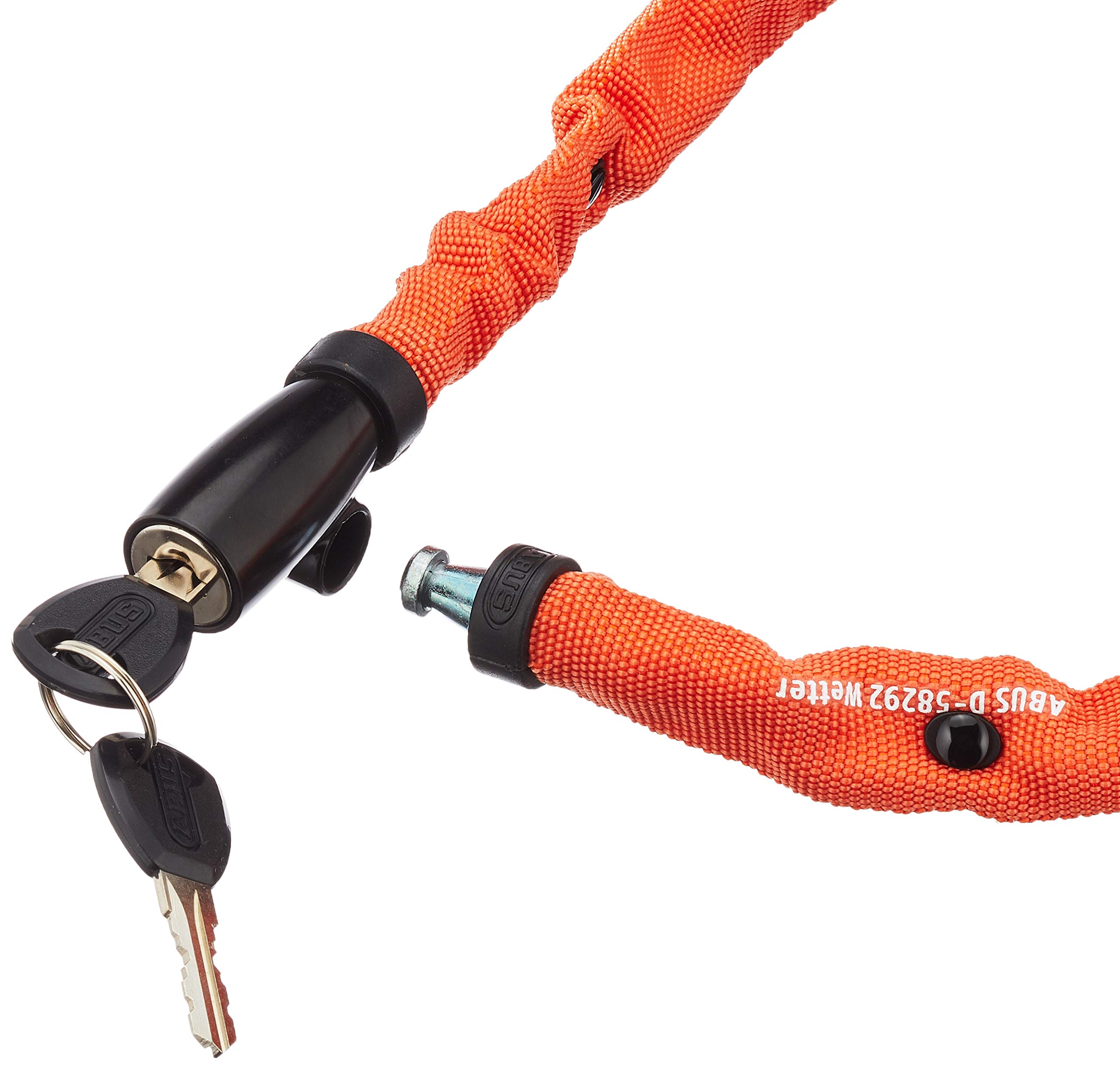 ABUS Ivera Steel-O-Flex Łańcuch Rowerowy z Zamkiem, Czarny, 110cm, 55138 & ABUS 1500/60 Web zapięcie rowerowe ze stali – poziom bezpieczeństwa 3 – 60 cm – 56920 – pomarańczowe