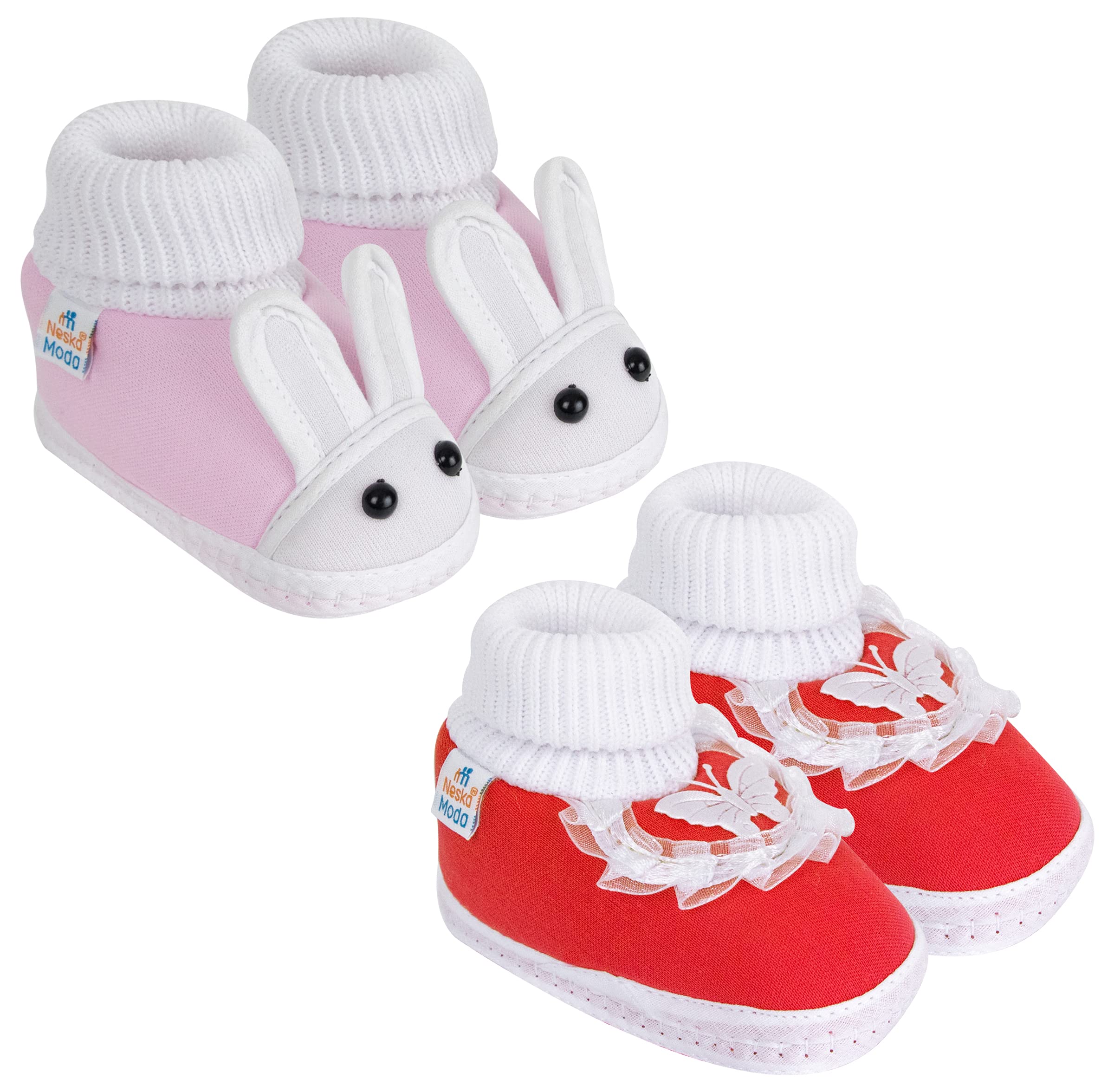 Pack of 2 Unisex Baby Booties (Red,Pink)-image-31