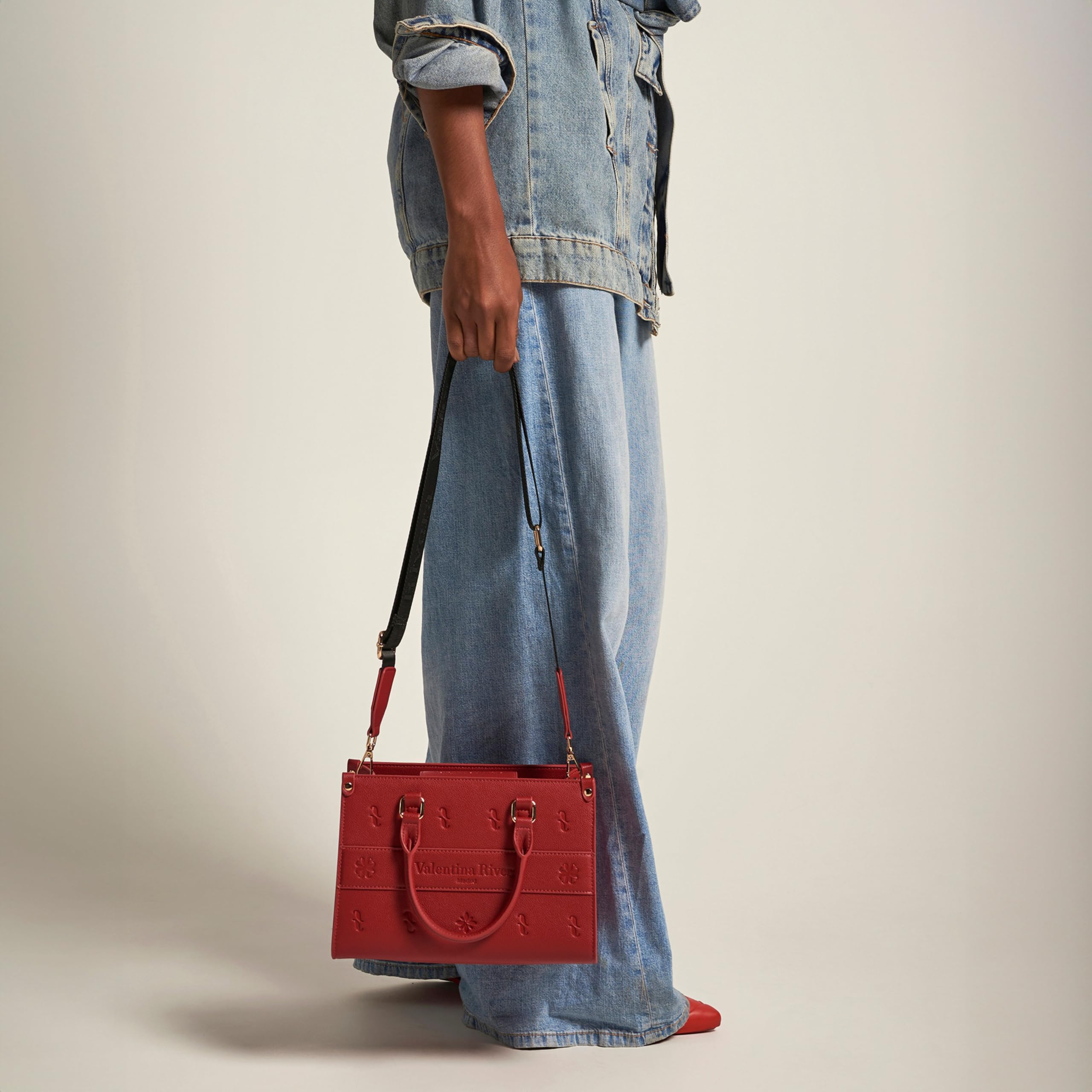 Valentina Rivera Carlotta en Rojo Madrid - Bolso para Mujer - Bolso de Mano Estructurado de Piel Vegana con Doble Correa Intercambiable, Bandolera y Cadena Dorada Elegante.