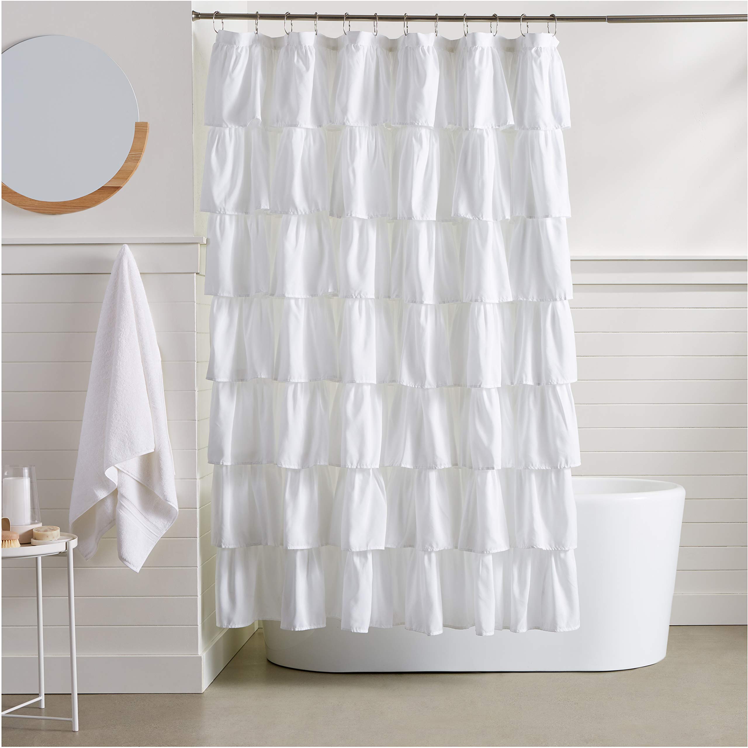 White Ruffled Shower Curtains Curtains & Drapes