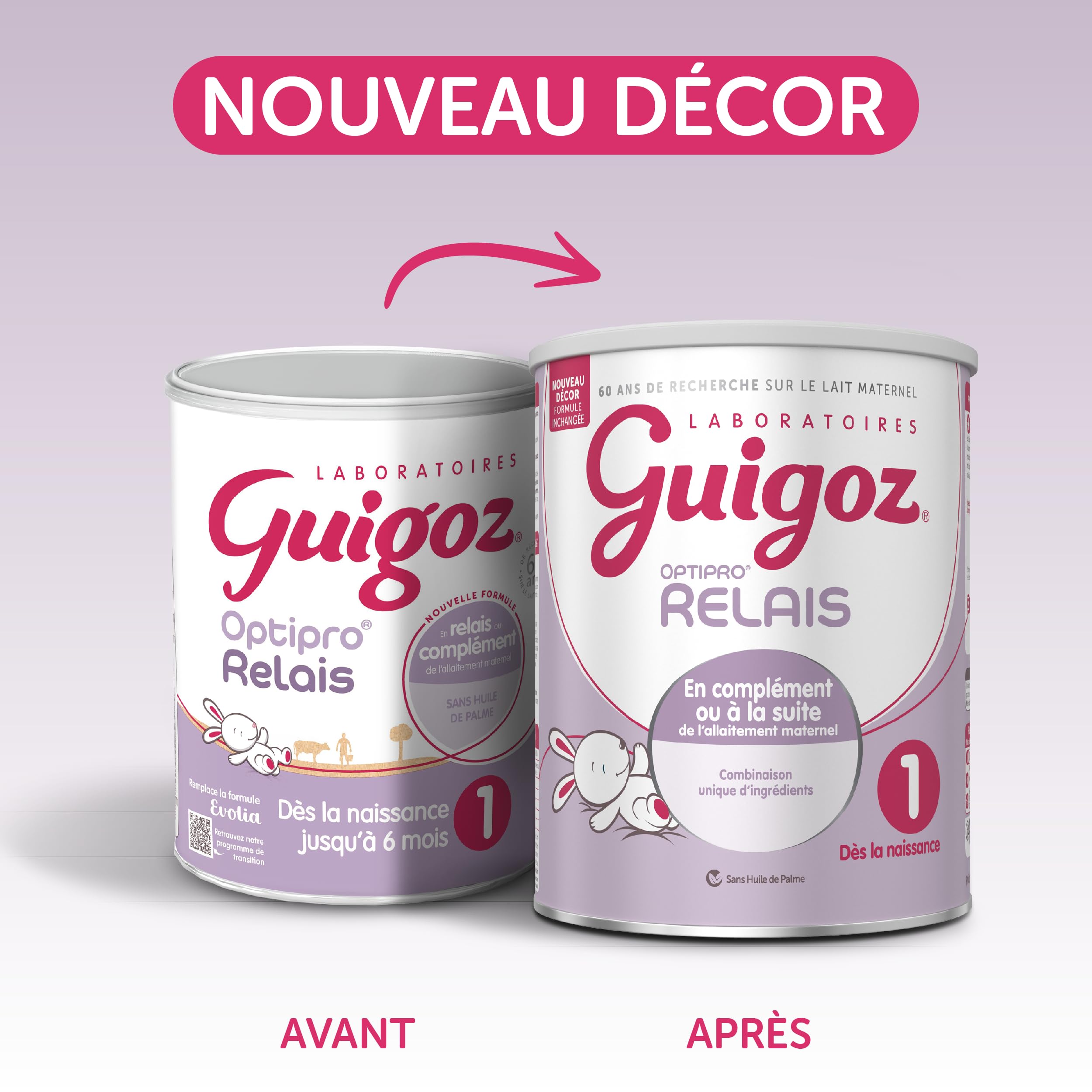 Guigoz Optipro Relais 1 Dès la naissance - Lait bébé 1er âge en poudre de 0 à 6 mois - Boîte de 800g