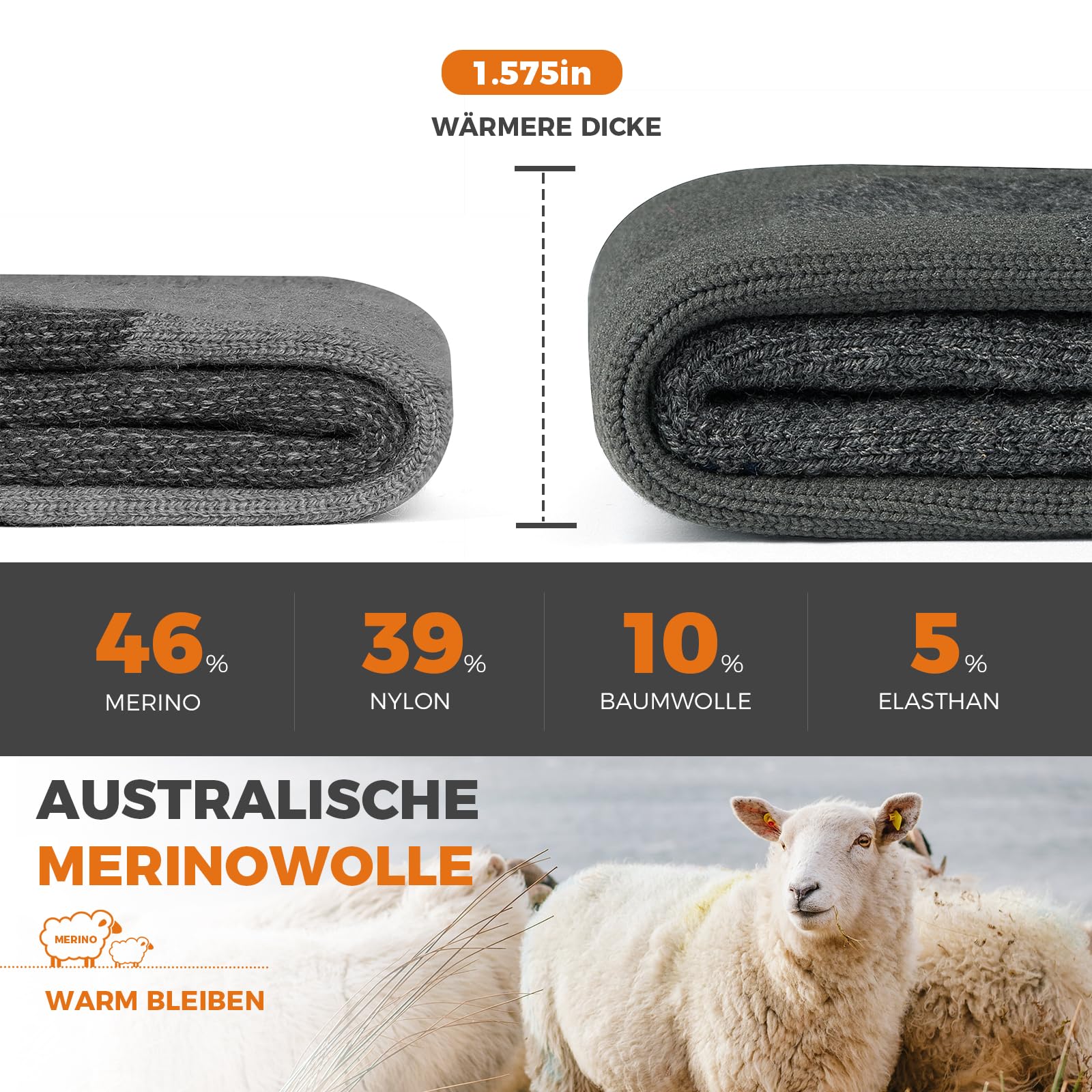 Rahhint 3 Paia Calzini da Trekking in Lana Merino Calze Termiche Calzini Inverno Calzini da Trekking per Donna e Uomo Taglia 31-52