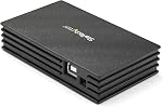 StarTech.com 4 Port Compact Black USB 2.0 Hub - Bus-powered or with Included Power Adapter - Portable Mac/PC laptop hub (ST4202USB) | Compact black, 480Mbps, USB Powered or included power adapter, Portable Mac PC laptop, USB 1.1 backward compatible